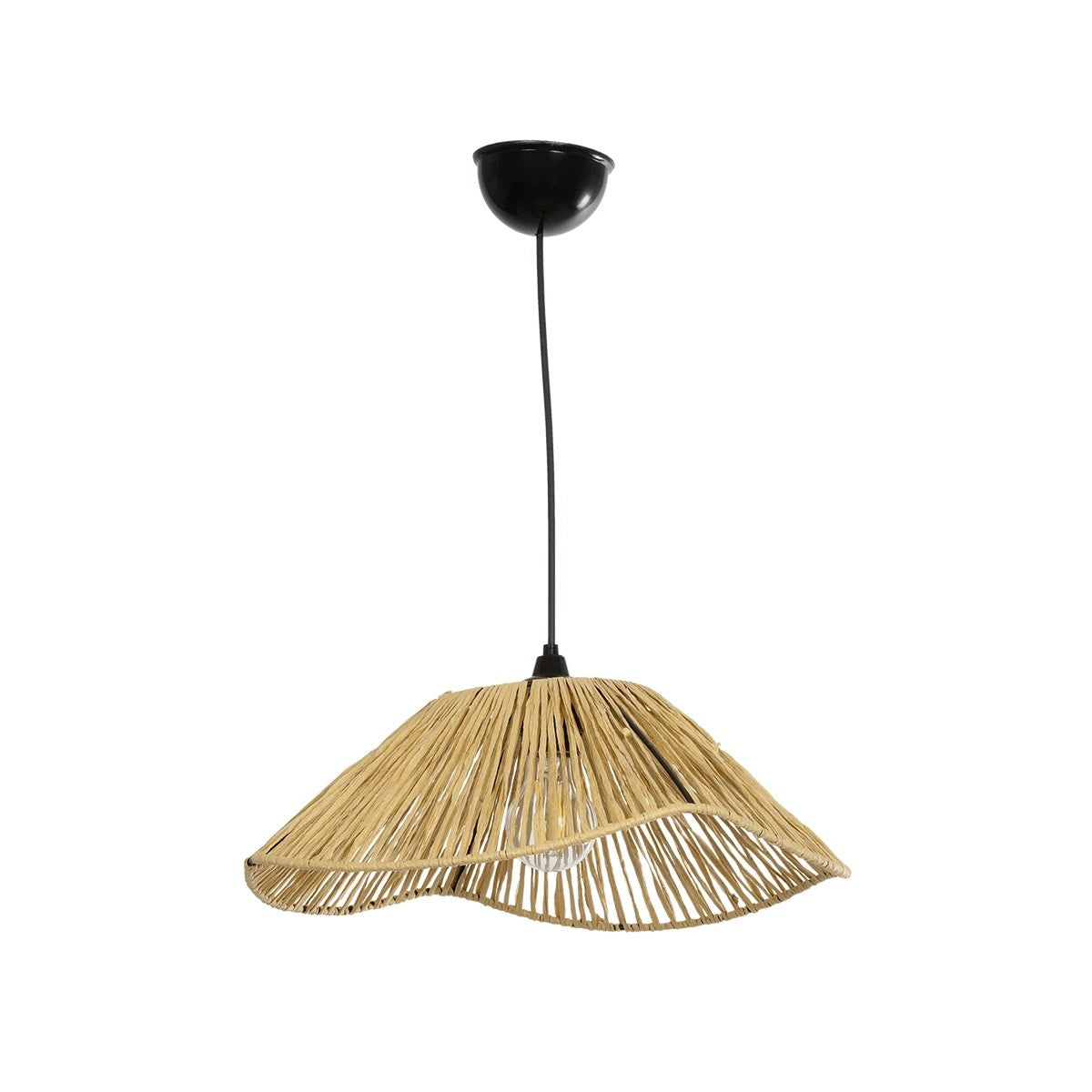 GLOBOSTAR® CHAPEAU 205-0028 Boho Κρεμαστό Φωτιστικό Οροφής με Ντουί 1 x E27 AC 220-240V IP20 - Μπεζ - M41 x Π41 x Υ17cm - ledmania.gr