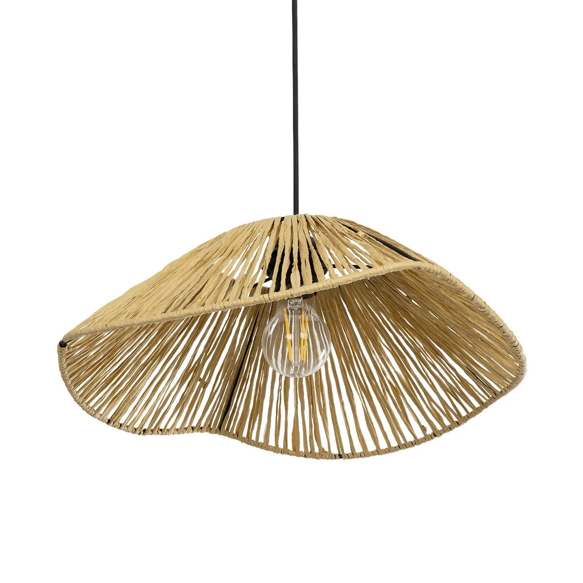GLOBOSTAR® CHAPEAU 205-0028 Boho Κρεμαστό Φωτιστικό Οροφής με Ντουί 1 x E27 AC 220-240V IP20 - Μπεζ - M41 x Π41 x Υ17cm - ledmania.gr