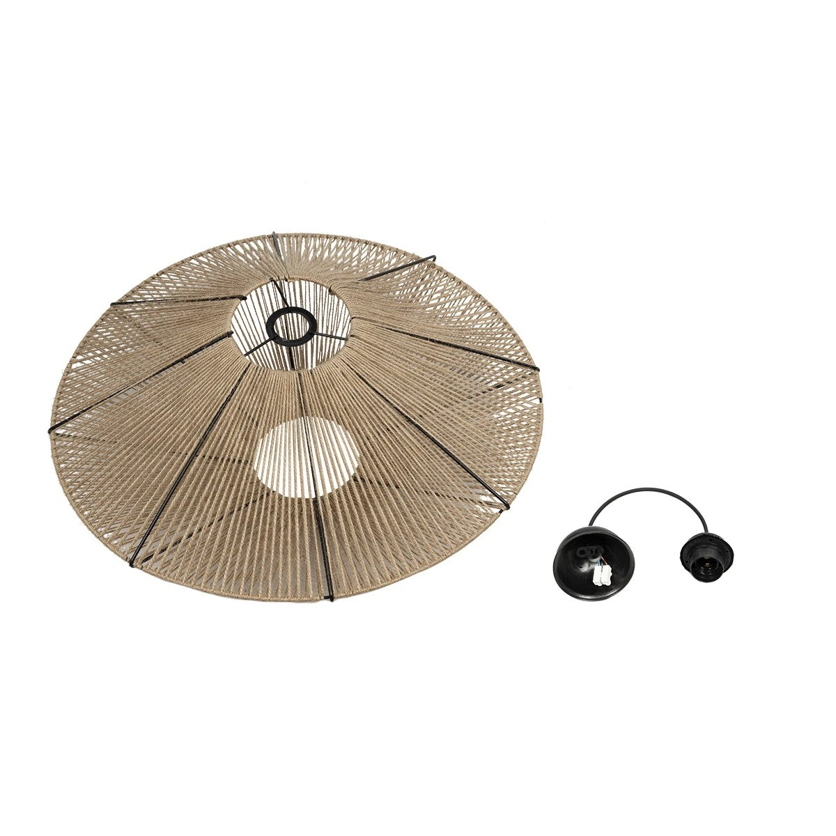 GLOBOSTAR® OVNI 205-0029 Boho Κρεμαστό Φωτιστικό Οροφής με Ντουί 1 x E27 AC 220-240V IP20 - Μπεζ - M60 x Π60 x Υ29cm - ledmania.gr