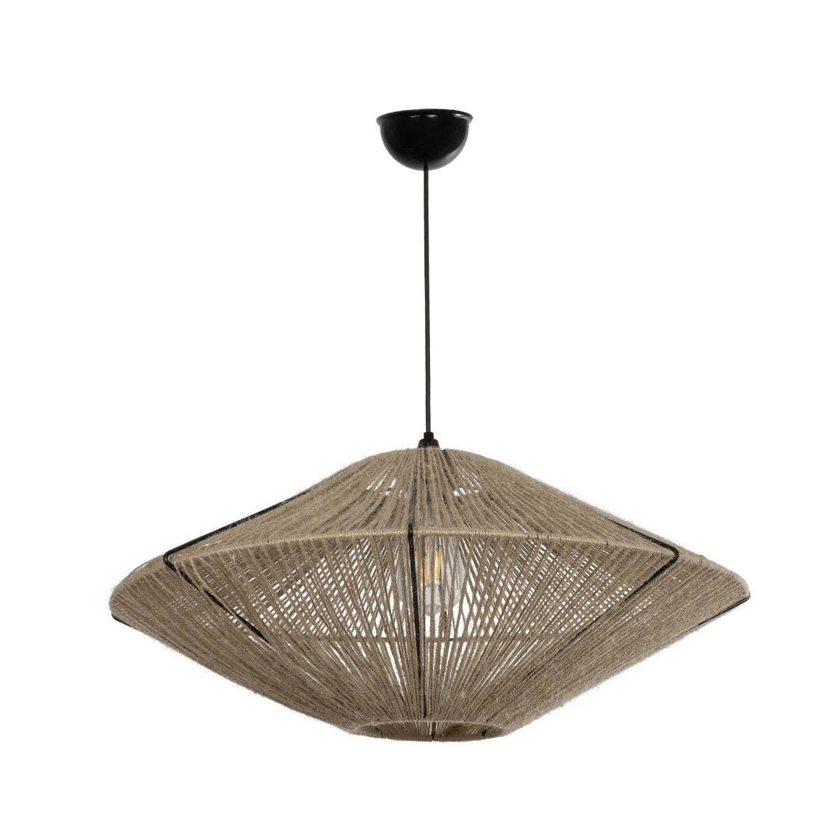 GLOBOSTAR® OVNI 205-0029 Boho Κρεμαστό Φωτιστικό Οροφής με Ντουί 1 x E27 AC 220-240V IP20 - Μπεζ - M60 x Π60 x Υ29cm - ledmania.gr