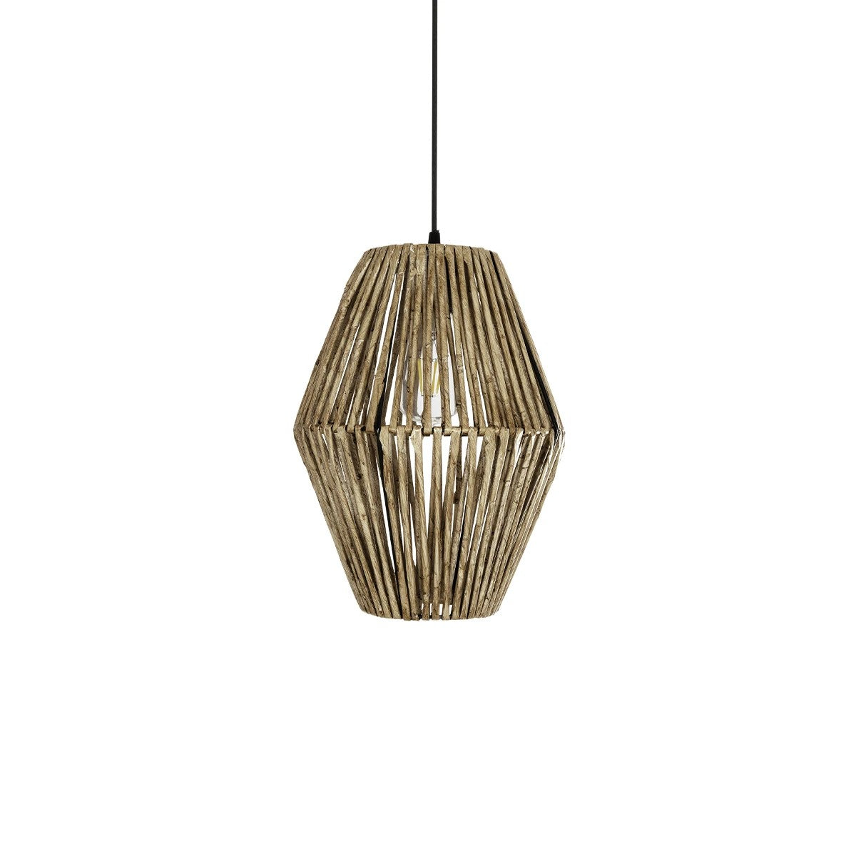 GLOBOSTAR® CASTILLO 205-0046 Boho Κρεμαστό Φωτιστικό Οροφής με Ντουί 1 x E27 AC 220-240V IP20 - Μπεζ - M26 x Π26 x Υ36cm - ledmania.gr