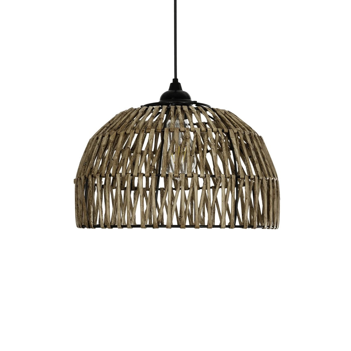 GLOBOSTAR® ARANCIA 205-0047 Boho Κρεμαστό Φωτιστικό Οροφής με Ντουί 1 x E27 AC 220-240V IP20 - Μπεζ - M35 x Π35 x Υ26cm - ledmania.gr