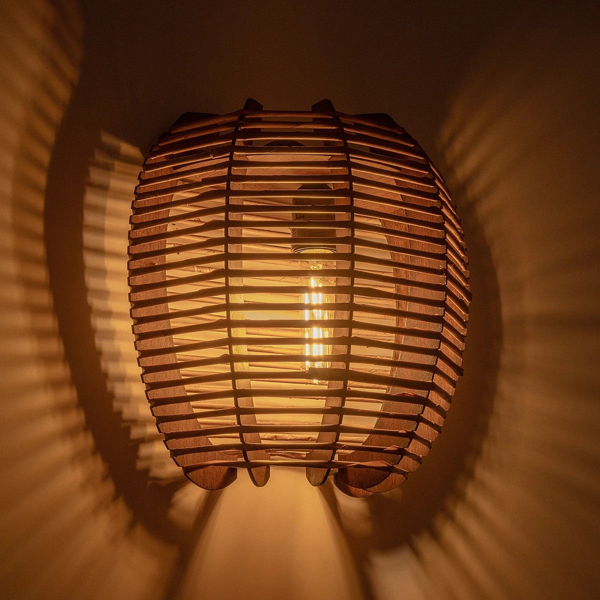 GLOBOSTAR® BOND 205-0050 Boho Φωτιστικό Τοίχου - Απλίκα με Ντουί 1 x E27 AC 220-240V IP20 - Μπεζ - M35 x Π18 x Υ32cm - ledmania.gr