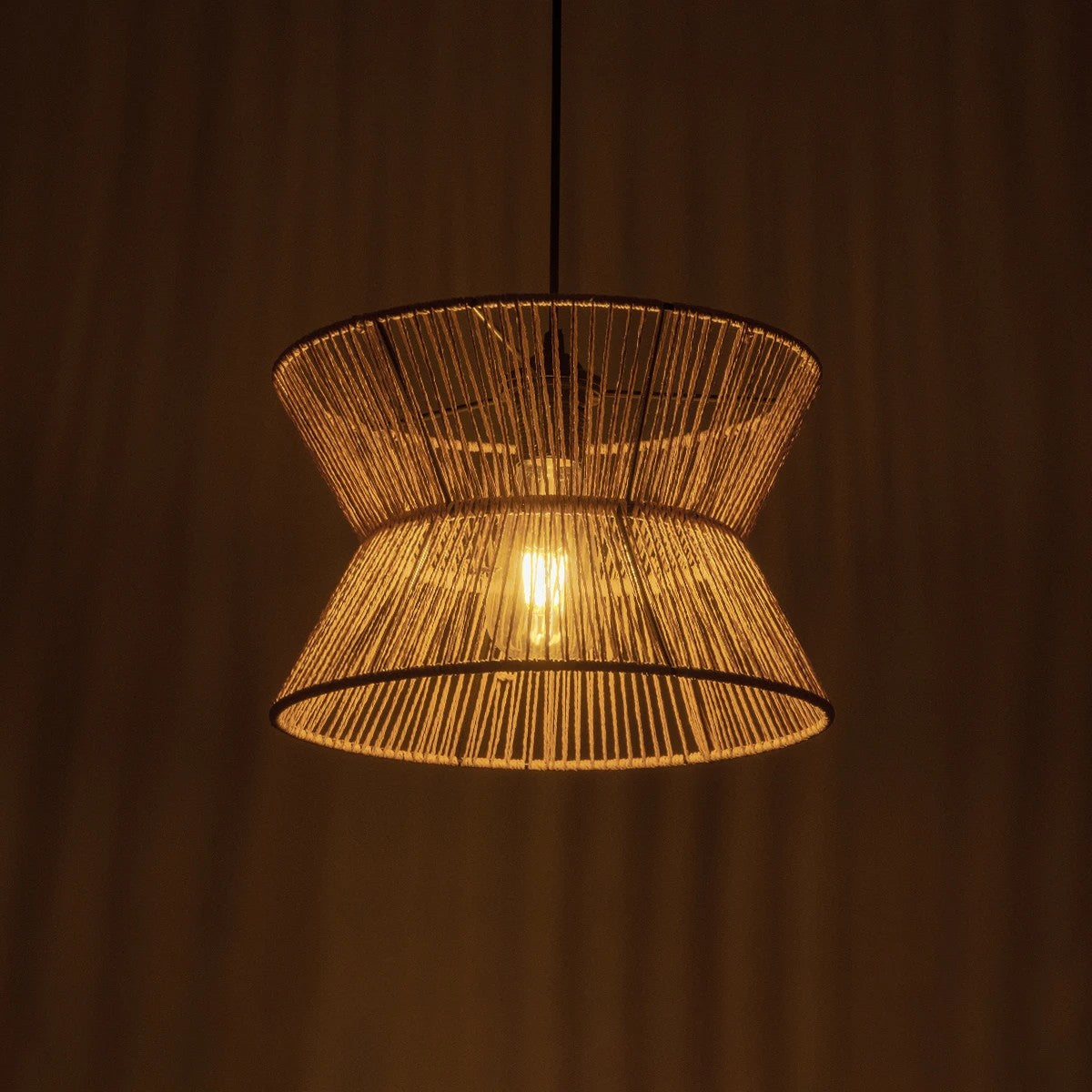 GLOBOSTAR® UPCONE 205-0055 Boho Κρεμαστό Φωτιστικό Οροφής με Ντουί 1 x E27 AC 220-240V IP20 - Μπεζ - M30 x Π30 x 21cm - ledmania.gr
