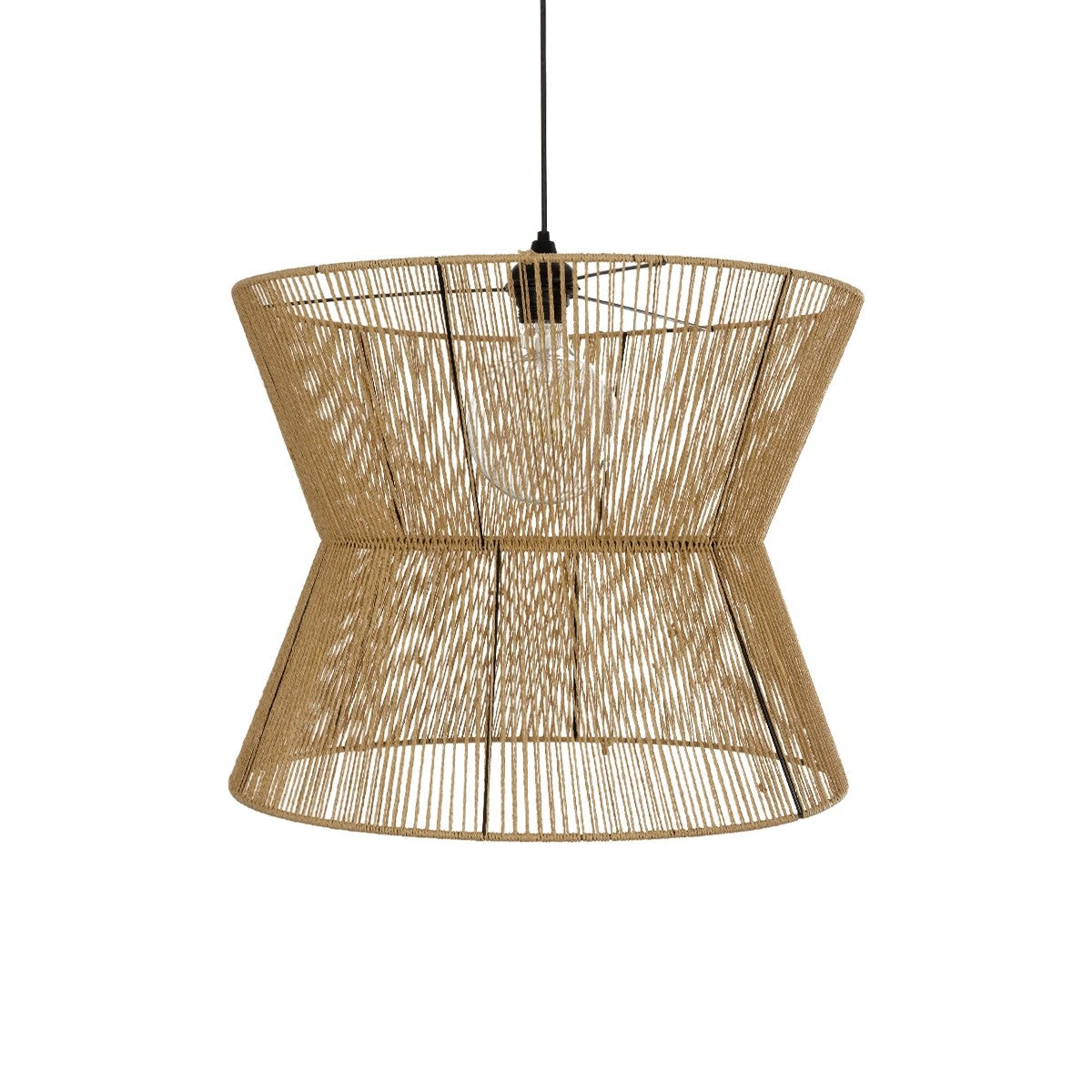 GLOBOSTAR® UPCONE 205-0056 Boho Κρεμαστό Φωτιστικό Οροφής με Ντουί 1 x E27 AC 220-240V IP20 - Μπεζ - M50 x Π50 x 43cm - ledmania.gr