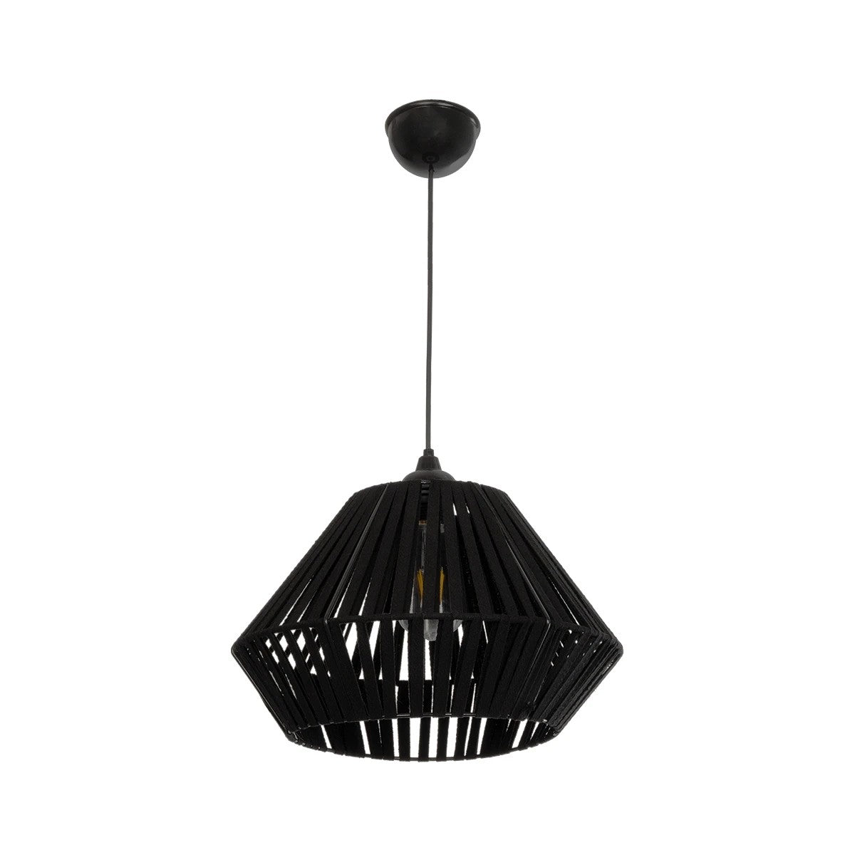 GLOBOSTAR® NUI 205-0061 Boho Κρεμαστό Φωτιστικό Οροφής με Ντουί 1 x E27 AC 220-240V IP20 - Μαύρο - M36 x Π36 x Υ27cm - ledmania.gr