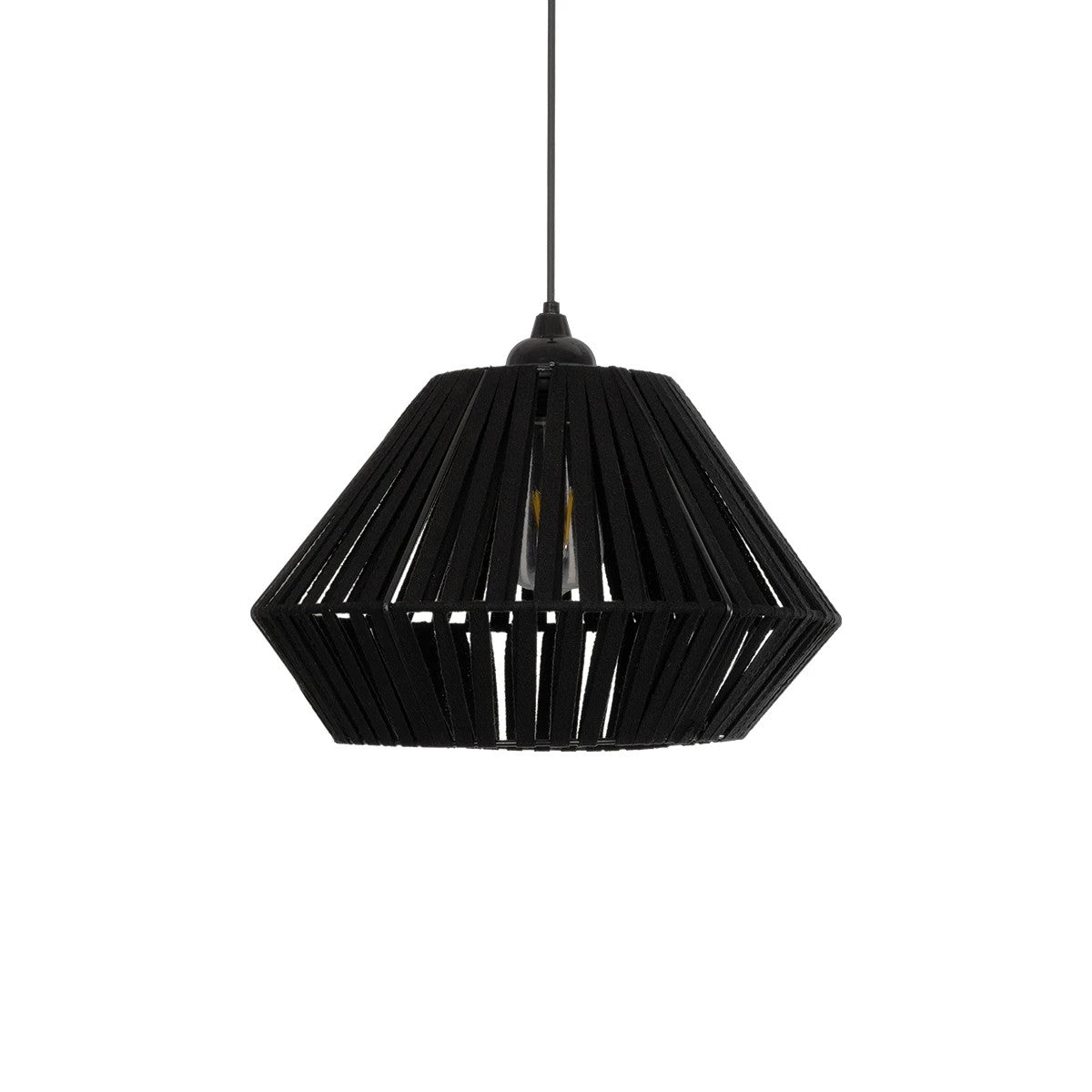 GLOBOSTAR® NUI 205-0061 Boho Κρεμαστό Φωτιστικό Οροφής με Ντουί 1 x E27 AC 220-240V IP20 - Μαύρο - M36 x Π36 x Υ27cm - ledmania.gr