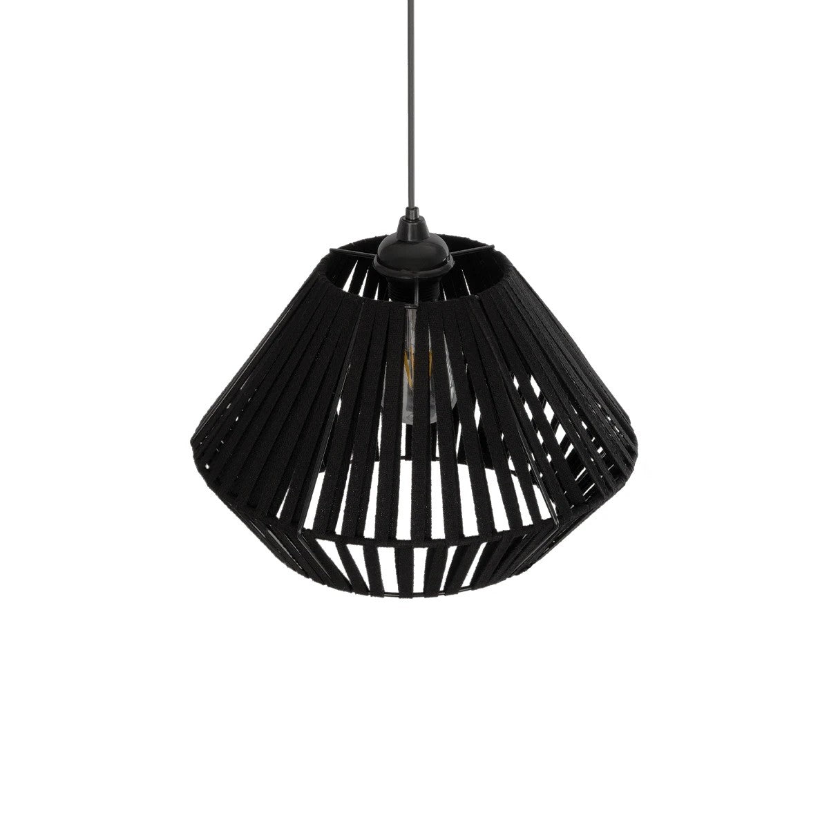 GLOBOSTAR® NUI 205-0061 Boho Κρεμαστό Φωτιστικό Οροφής με Ντουί 1 x E27 AC 220-240V IP20 - Μαύρο - M36 x Π36 x Υ27cm - ledmania.gr