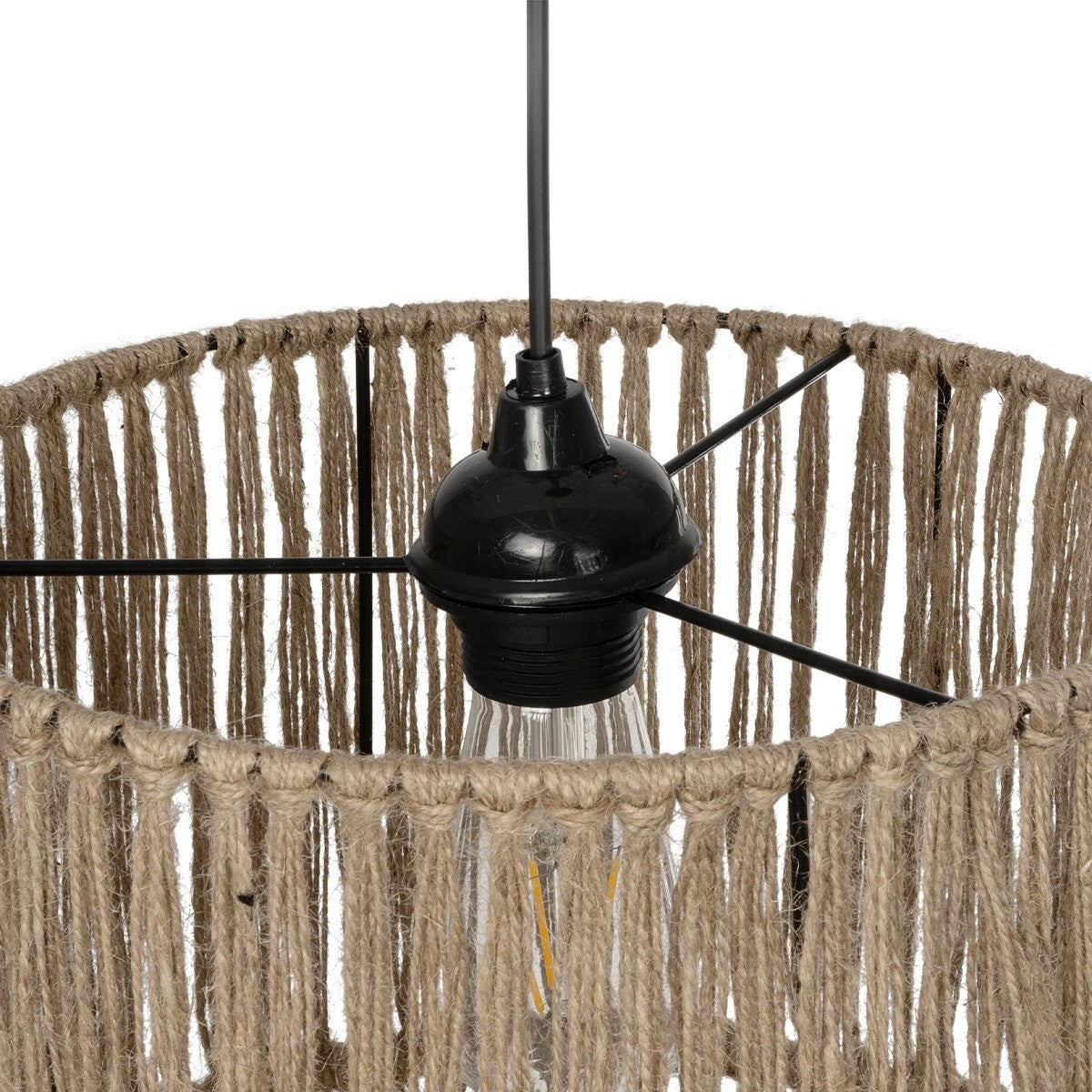 GLOBOSTAR® REGEN 205-0074 Boho Κρεμαστό Φωτιστικό Οροφής με Ντουί 1 x E27 AC 220-240V IP20 - Μπεζ - M30 x Π30 x Υ40cm - ledmania.gr