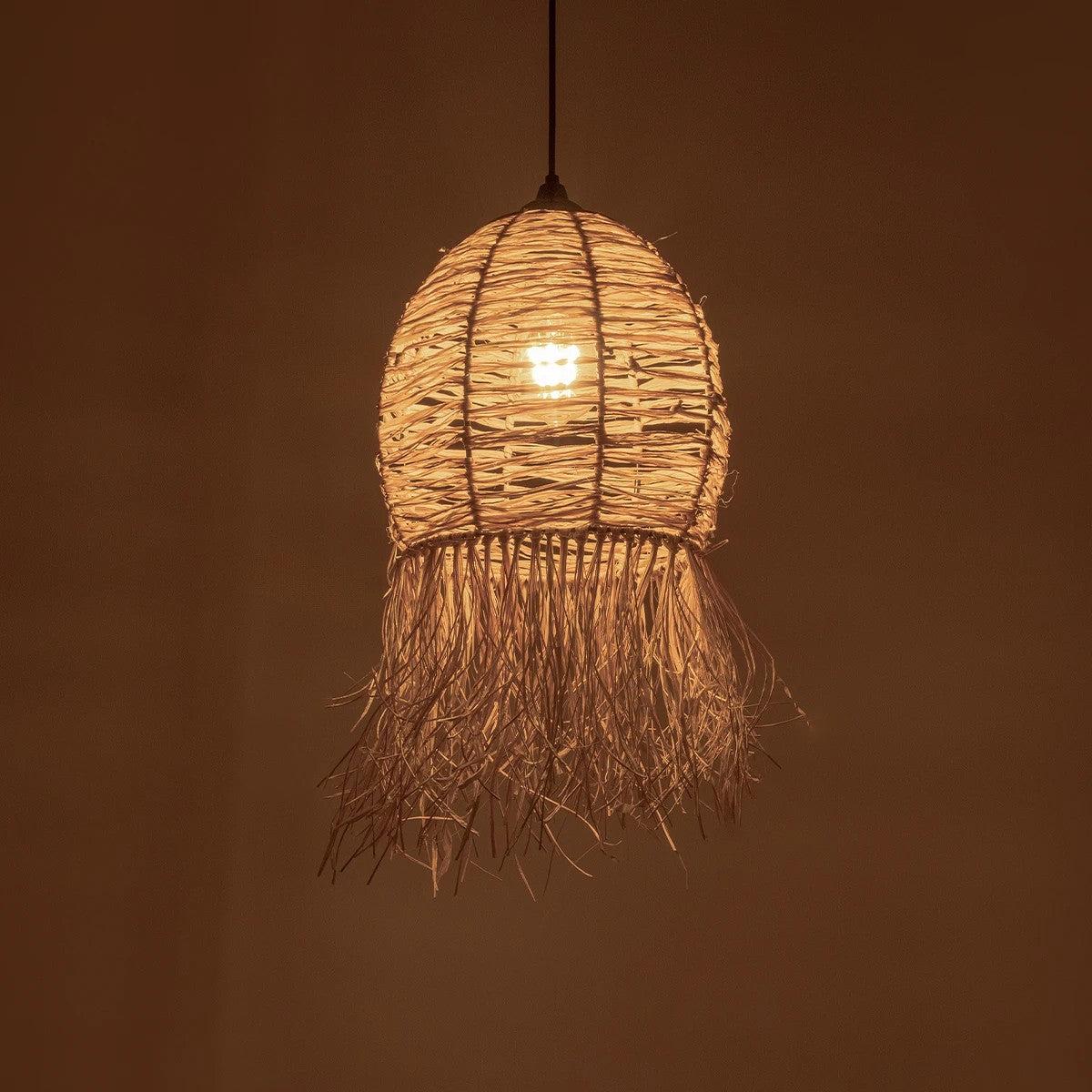 GLOBOSTAR® ROKA 205-0076 Boho Κρεμαστό Φωτιστικό Οροφής με Ντουί 1 x E27 AC 220-240V IP20 - Μπεζ - M25 x Π25 x Υ45cm - ledmania.gr
