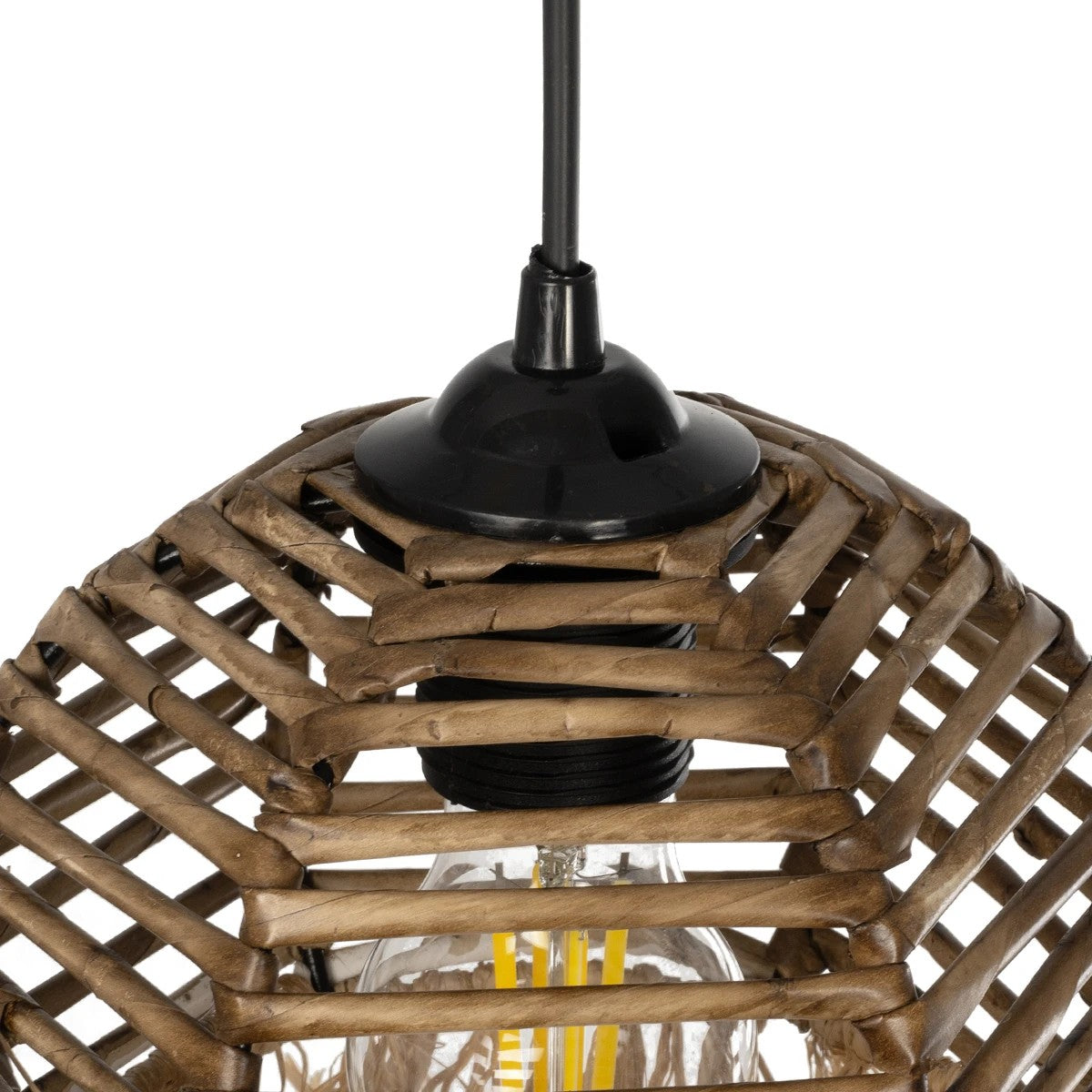 GLOBOSTAR® RIKTA 205-0077 Boho Κρεμαστό Φωτιστικό Οροφής με Ντουί 1 x E27 AC 220-240V IP20 - Μπεζ - M20 x Π20 x Υ30cm - ledmania.gr