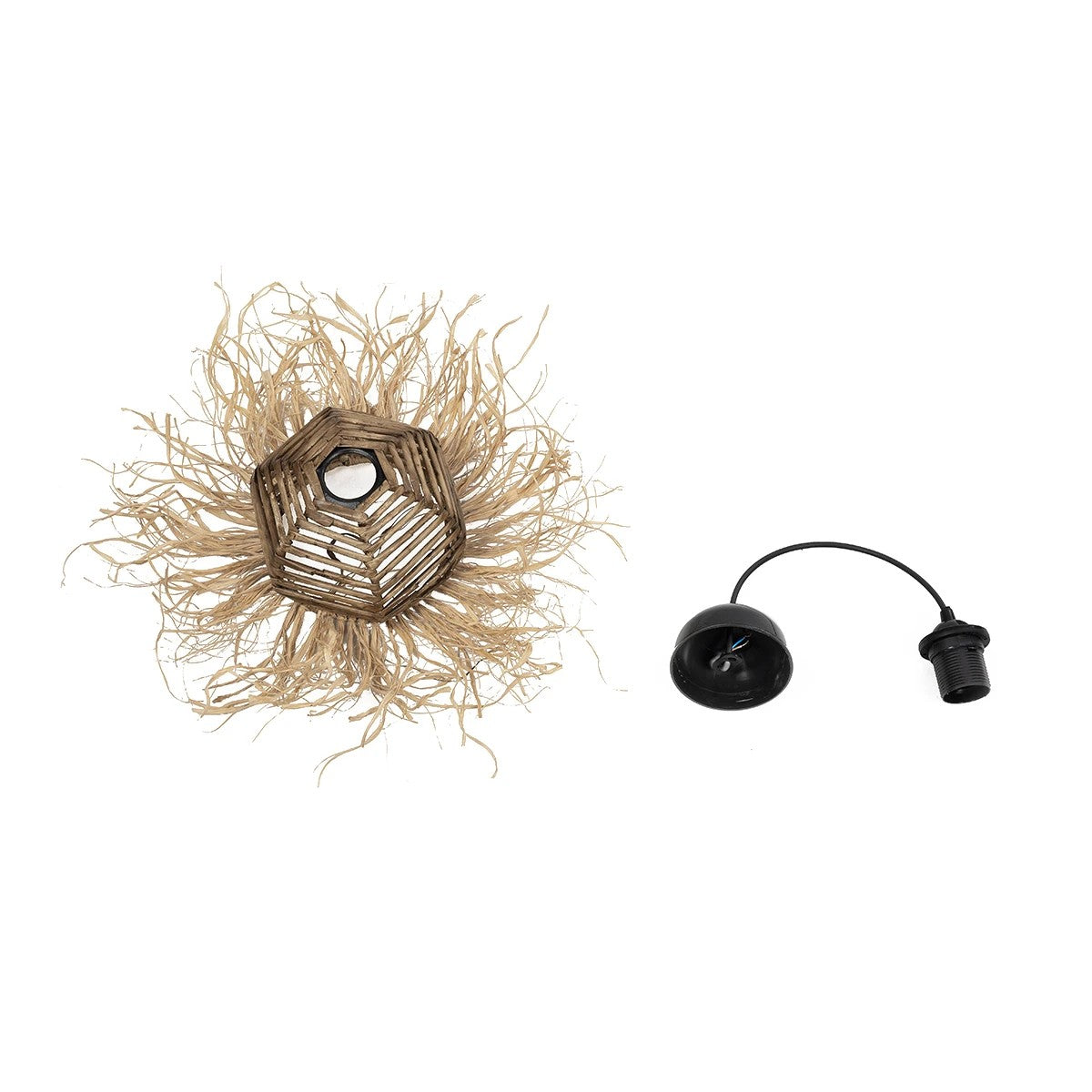 GLOBOSTAR® RIKTA 205-0077 Boho Κρεμαστό Φωτιστικό Οροφής με Ντουί 1 x E27 AC 220-240V IP20 - Μπεζ - M20 x Π20 x Υ30cm - ledmania.gr