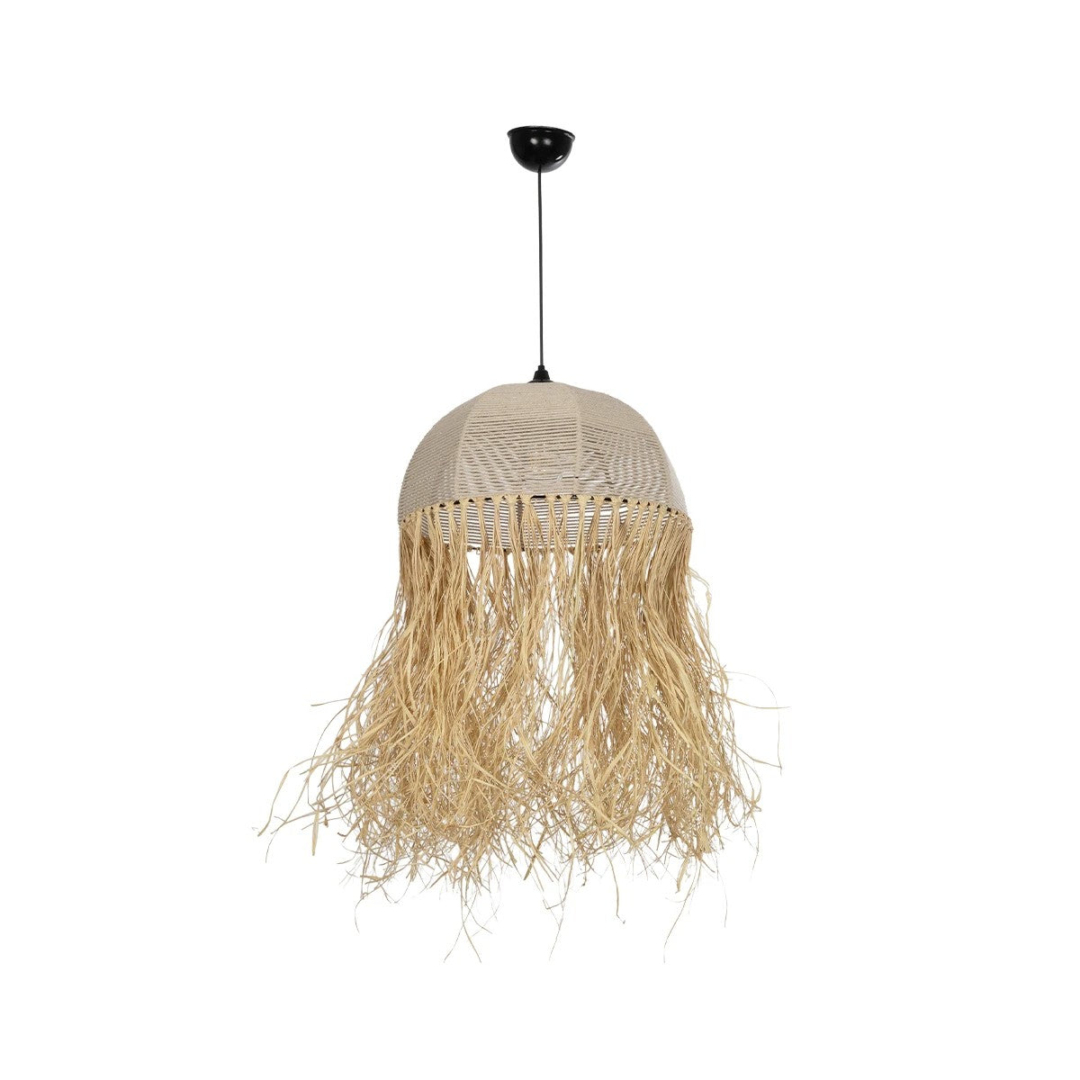 GLOBOSTAR® PLUVIA 205-0080 Boho Κρεμαστό Φωτιστικό Οροφής με Ντουί 1 x E27 AC 220-240V IP20 - Μπεζ - M50 x Π50 x Υ80cm - ledmania.gr