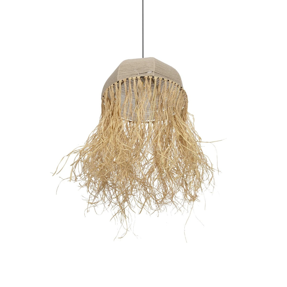 GLOBOSTAR® PLUVIA 205-0080 Boho Κρεμαστό Φωτιστικό Οροφής με Ντουί 1 x E27 AC 220-240V IP20 - Μπεζ - M50 x Π50 x Υ80cm - ledmania.gr