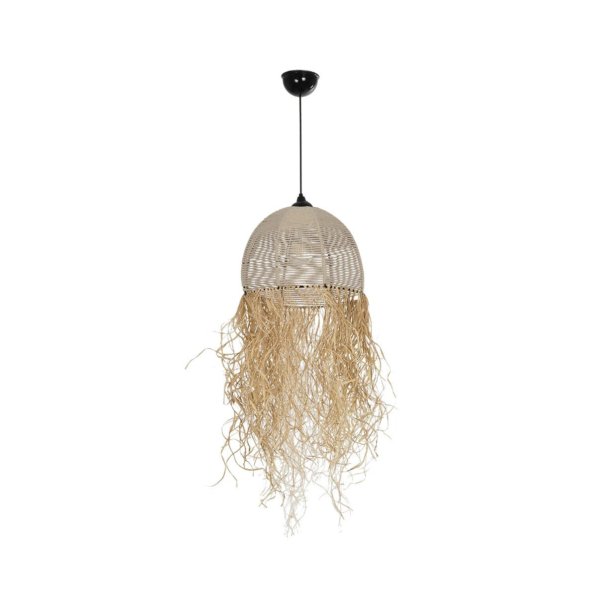GLOBOSTAR® PLUVIA 205-0082 Boho Κρεμαστό Φωτιστικό Οροφής με Ντουί 1 x E27 AC 220-240V IP20 - Μπεζ - M30 x Π30 x Υ70cm - ledmania.gr