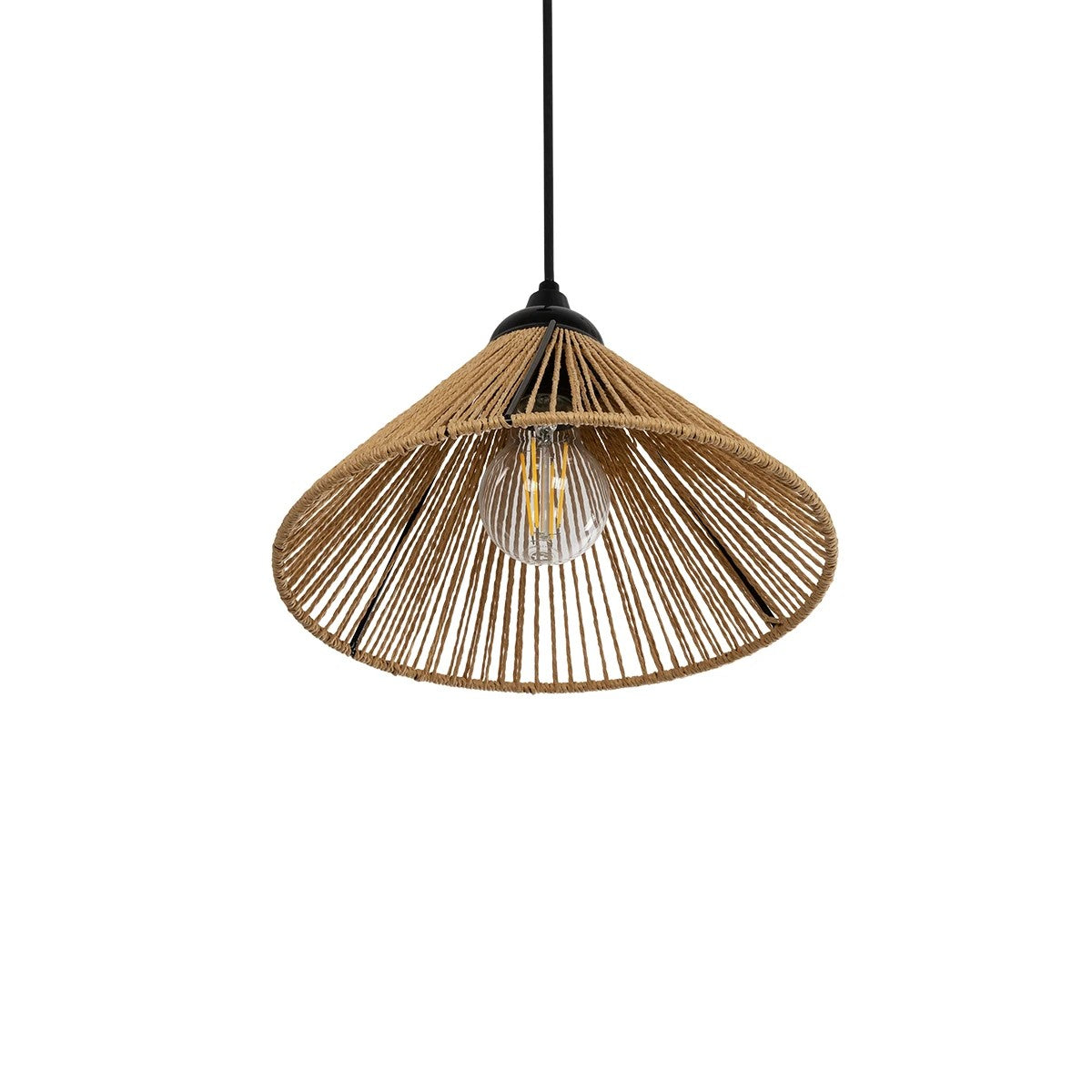 GLOBOSTAR® FUNIS 205-0084 Boho Κρεμαστό Φωτιστικό Οροφής με Ντουί 1 x E27 AC 220-240V IP20 - Μπεζ - M25 x Π25 x Υ16cm - ledmania.gr