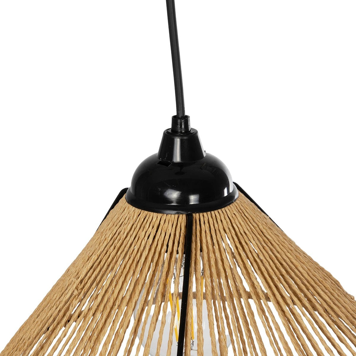 GLOBOSTAR® FUNIS 205-0084 Boho Κρεμαστό Φωτιστικό Οροφής με Ντουί 1 x E27 AC 220-240V IP20 - Μπεζ - M25 x Π25 x Υ16cm - ledmania.gr