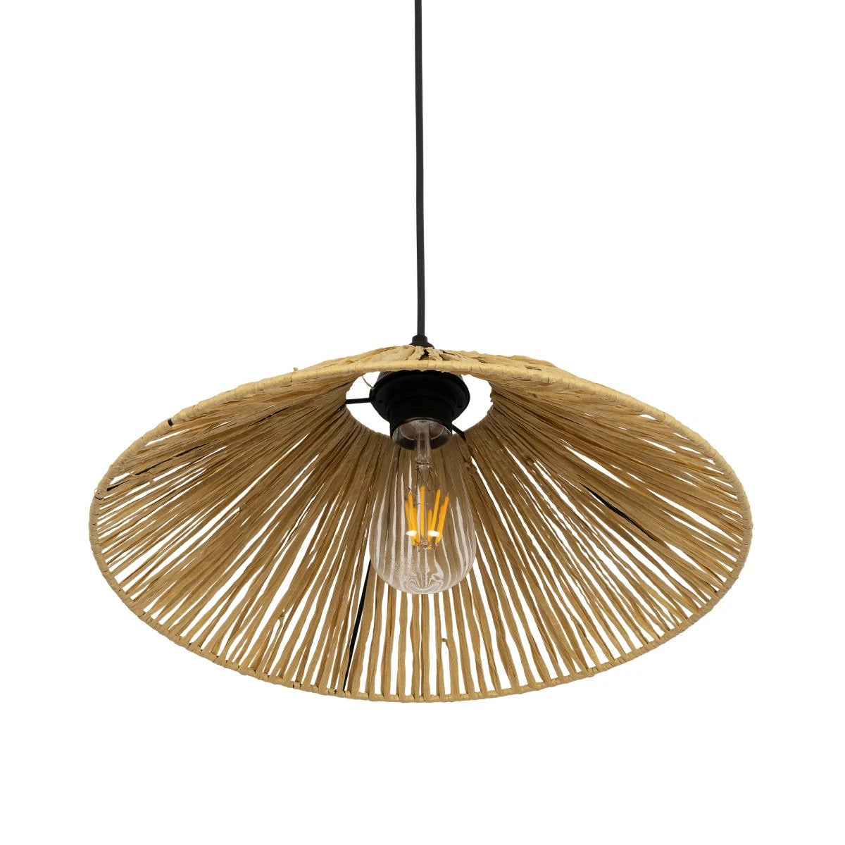 GLOBOSTAR® CHAPEAU 205-0086 Boho Κρεμαστό Φωτιστικό Οροφής με Ντουί 1 x E27 AC 220-240V IP20 - Μπεζ - M41 x Π41 x Υ17cm - ledmania.gr