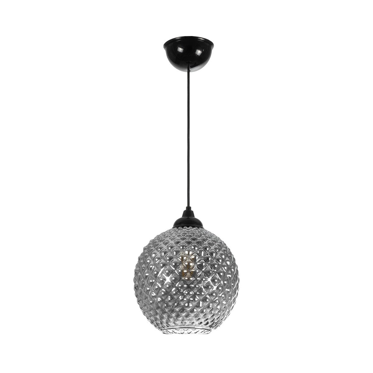 GLOBOSTAR® KEGEL 206-0003 Μοντέρνο Κρεμαστό Φωτιστικό Οροφής με Ντουί 1 x E27 AC 220-240V IP20 - Μαύρο Φιμέ - Μ20 x Π20 x Υ20cm - ledmania.gr