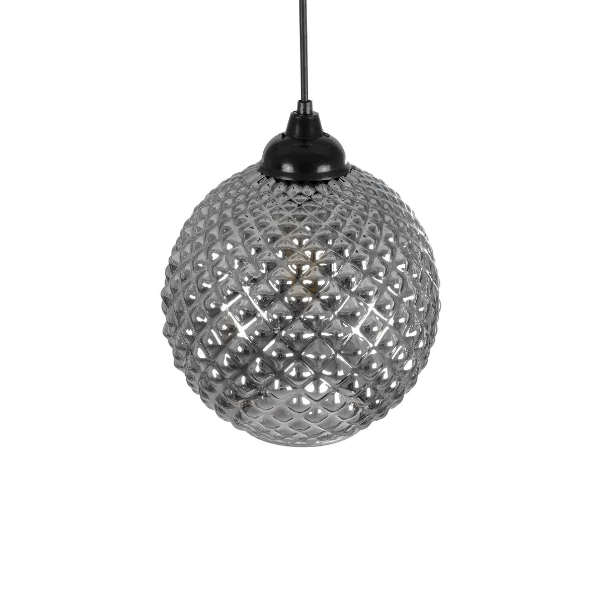 GLOBOSTAR® KEGEL 206-0003 Μοντέρνο Κρεμαστό Φωτιστικό Οροφής με Ντουί 1 x E27 AC 220-240V IP20 - Μαύρο Φιμέ - Μ20 x Π20 x Υ20cm - ledmania.gr