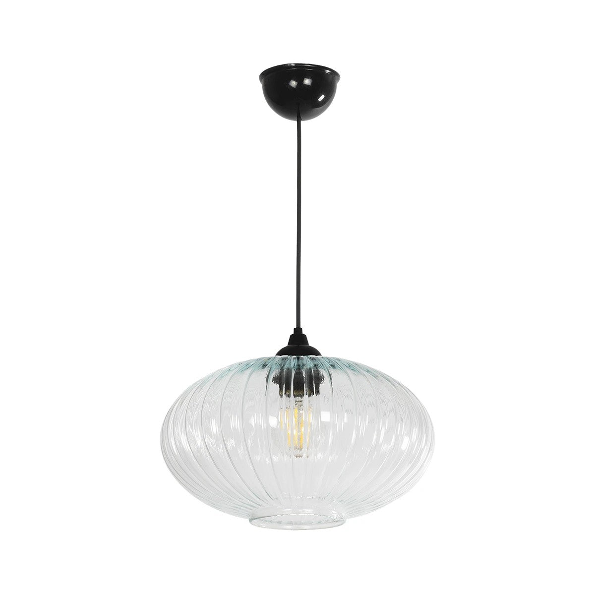 GLOBOSTAR® PERA 206-0009 Μοντέρνο Κρεμαστό Φωτιστικό Οροφής με Ντουί 1 x E27 AC 220-240V IP20 - Διάφανο - Μ30 x Π30 x Υ22cm - ledmania.gr