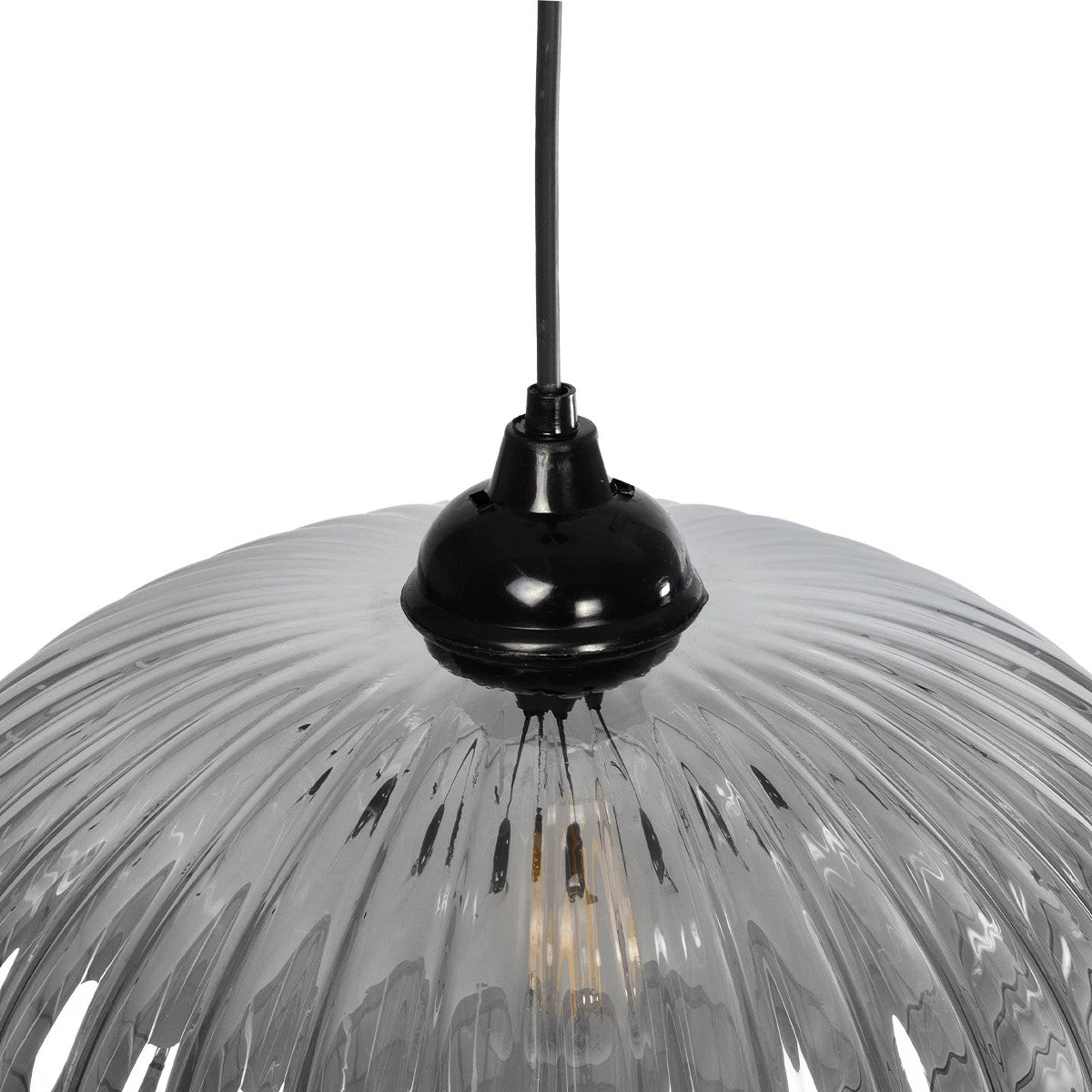 GLOBOSTAR® PERA 206-0010 Μοντέρνο Κρεμαστό Φωτιστικό Οροφής με Ντουί 1 x E27 AC 220-240V IP20 - Μαύρο Φιμέ - Μ30 x Π30 x Υ22cm - ledmania.gr