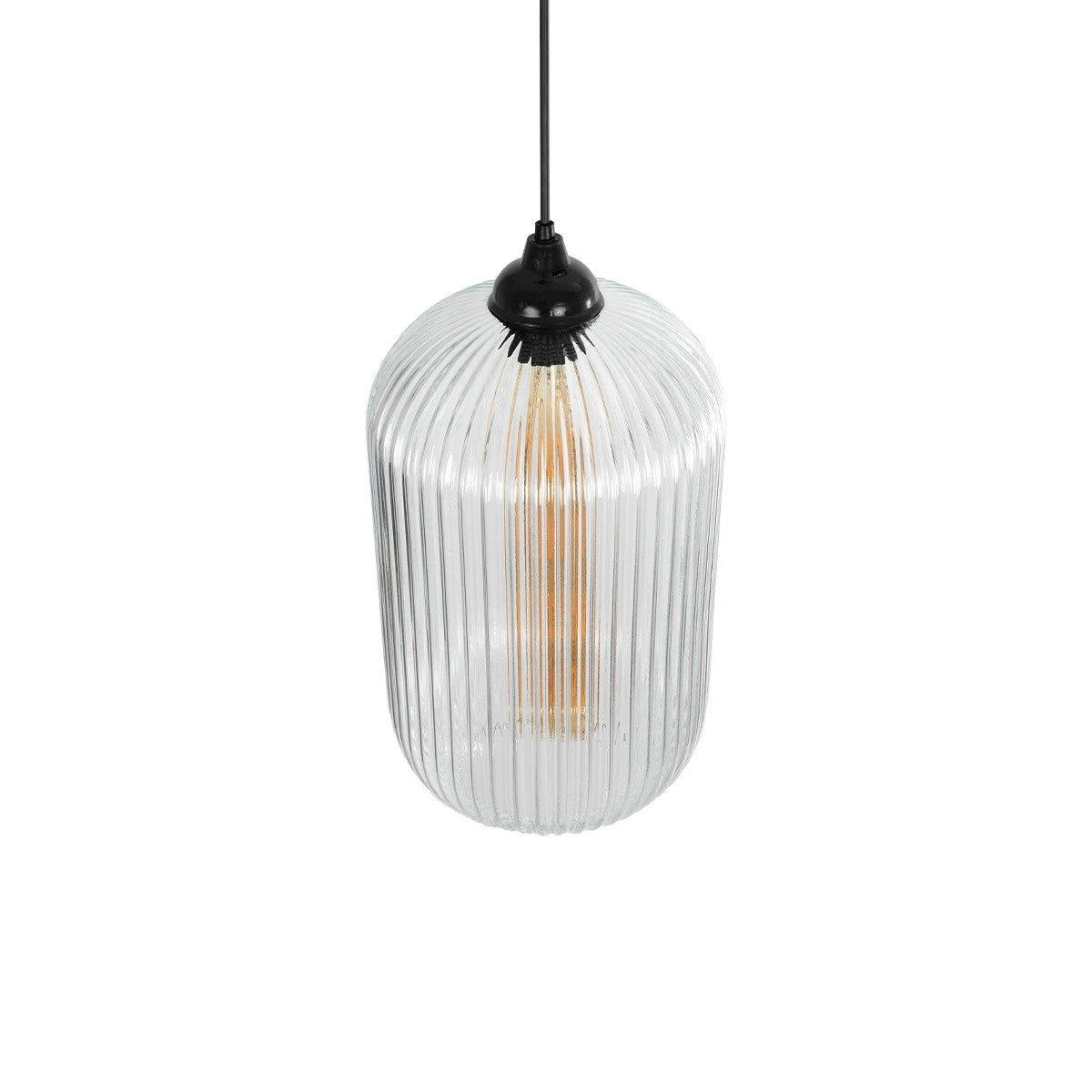 GLOBOSTAR® MELONI 206-0017 Μοντέρνο Κρεμαστό Φωτιστικό Οροφής με Ντουί 1 x E27 AC 220-240V IP20 - Διάφανο - Μ20 x Π20 x Υ38cm - ledmania.gr