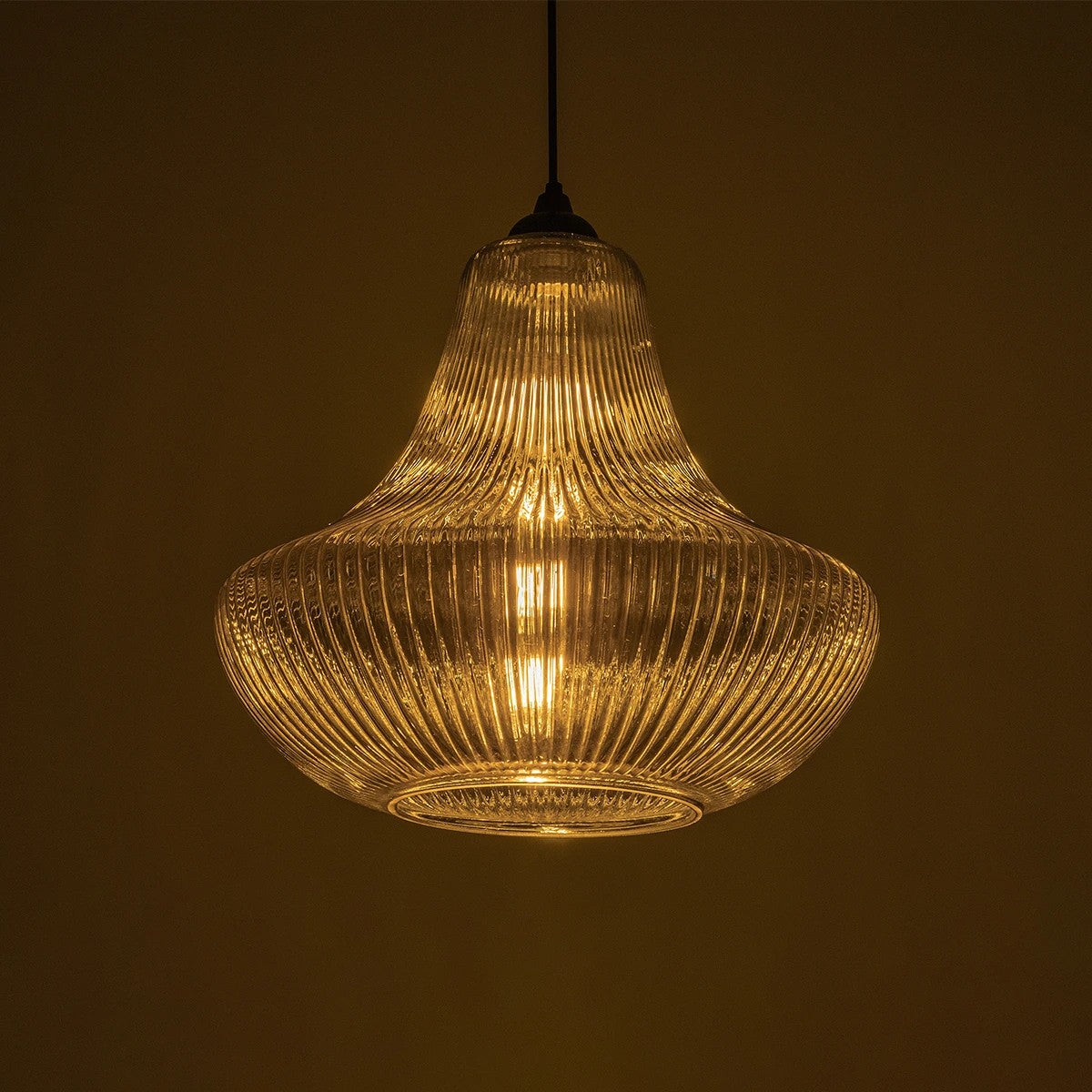 GLOBOSTAR® VERRE 206-0021 Μοντέρνο Κρεμαστό Φωτιστικό Οροφής με Ντουί 1 x E27 AC 220-240V IP20 - Μαύρο Φιμέ - Μ38 x Π38 x Υ34cm - ledmania.gr