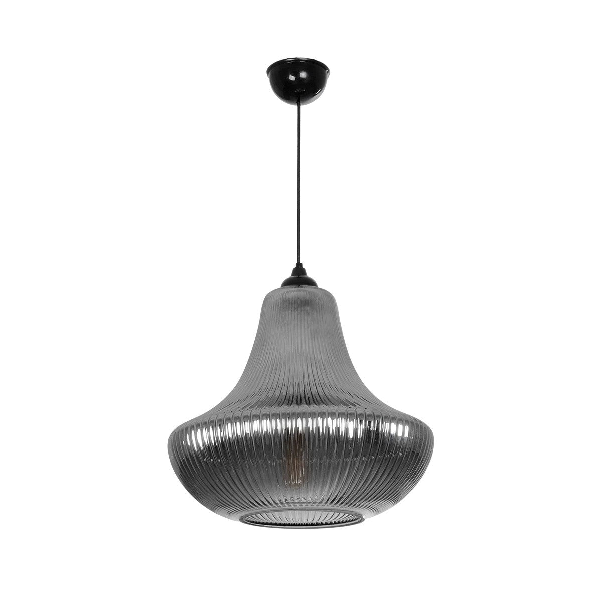 GLOBOSTAR® VERRE 206-0021 Μοντέρνο Κρεμαστό Φωτιστικό Οροφής με Ντουί 1 x E27 AC 220-240V IP20 - Μαύρο Φιμέ - Μ38 x Π38 x Υ34cm - ledmania.gr