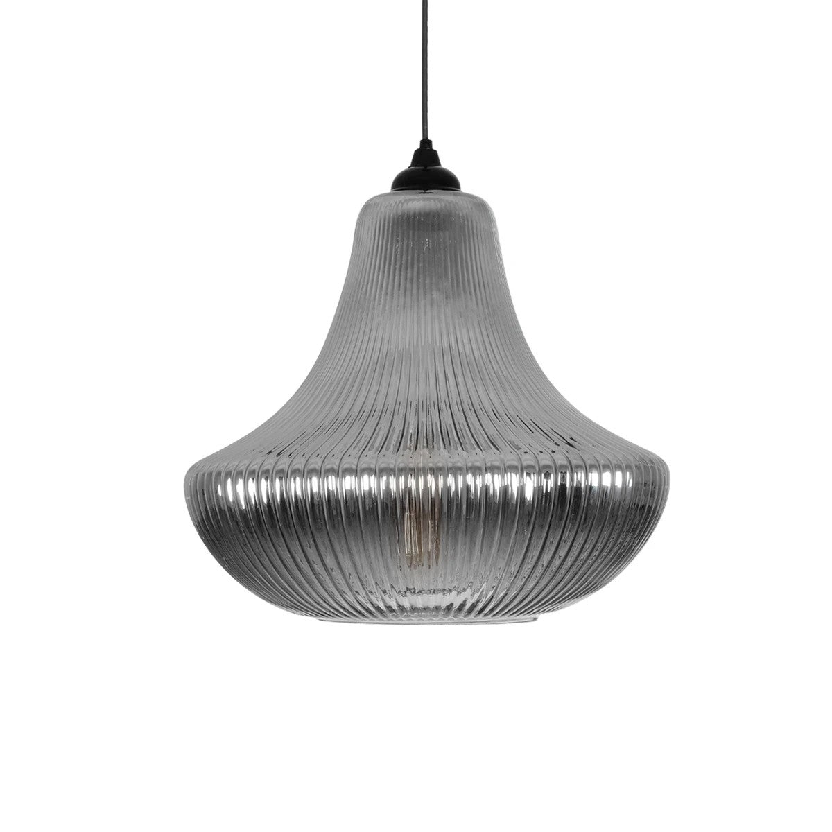 GLOBOSTAR® VERRE 206-0021 Μοντέρνο Κρεμαστό Φωτιστικό Οροφής με Ντουί 1 x E27 AC 220-240V IP20 - Μαύρο Φιμέ - Μ38 x Π38 x Υ34cm - ledmania.gr