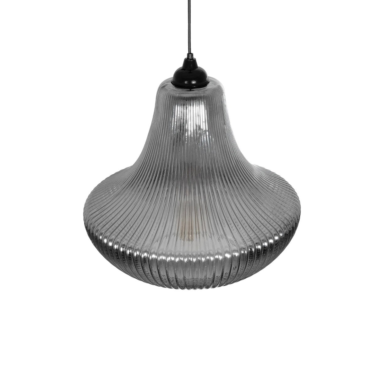 GLOBOSTAR® VERRE 206-0021 Μοντέρνο Κρεμαστό Φωτιστικό Οροφής με Ντουί 1 x E27 AC 220-240V IP20 - Μαύρο Φιμέ - Μ38 x Π38 x Υ34cm - ledmania.gr
