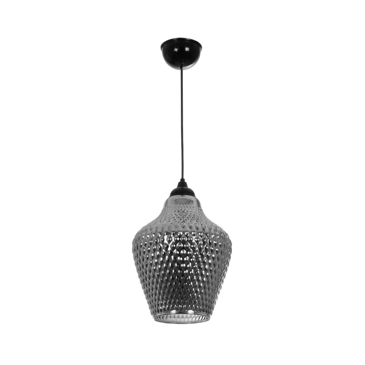 GLOBOSTAR® SKLO 206-0024 Μοντέρνο Κρεμαστό Φωτιστικό Οροφής με Ντουί 1 x E27 AC 220-240V IP20 - Μαύρο Φιμέ - Μ22 x Π22 x Υ31cm - ledmania.gr