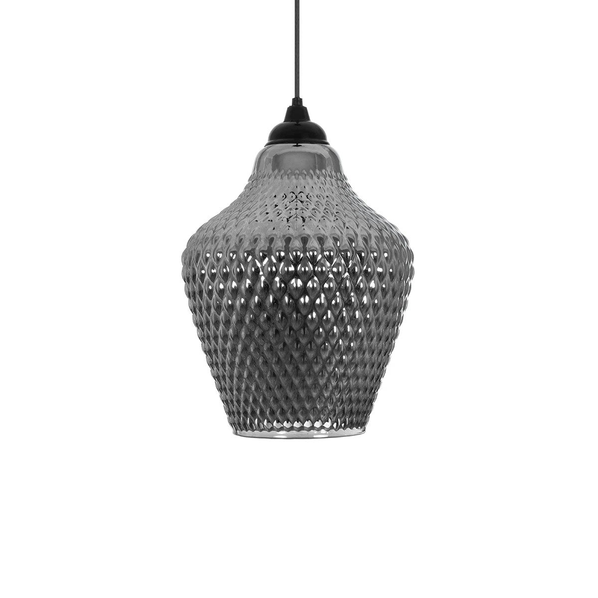 GLOBOSTAR® SKLO 206-0024 Μοντέρνο Κρεμαστό Φωτιστικό Οροφής με Ντουί 1 x E27 AC 220-240V IP20 - Μαύρο Φιμέ - Μ22 x Π22 x Υ31cm - ledmania.gr