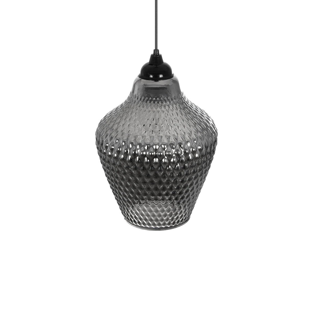 GLOBOSTAR® SKLO 206-0024 Μοντέρνο Κρεμαστό Φωτιστικό Οροφής με Ντουί 1 x E27 AC 220-240V IP20 - Μαύρο Φιμέ - Μ22 x Π22 x Υ31cm - ledmania.gr
