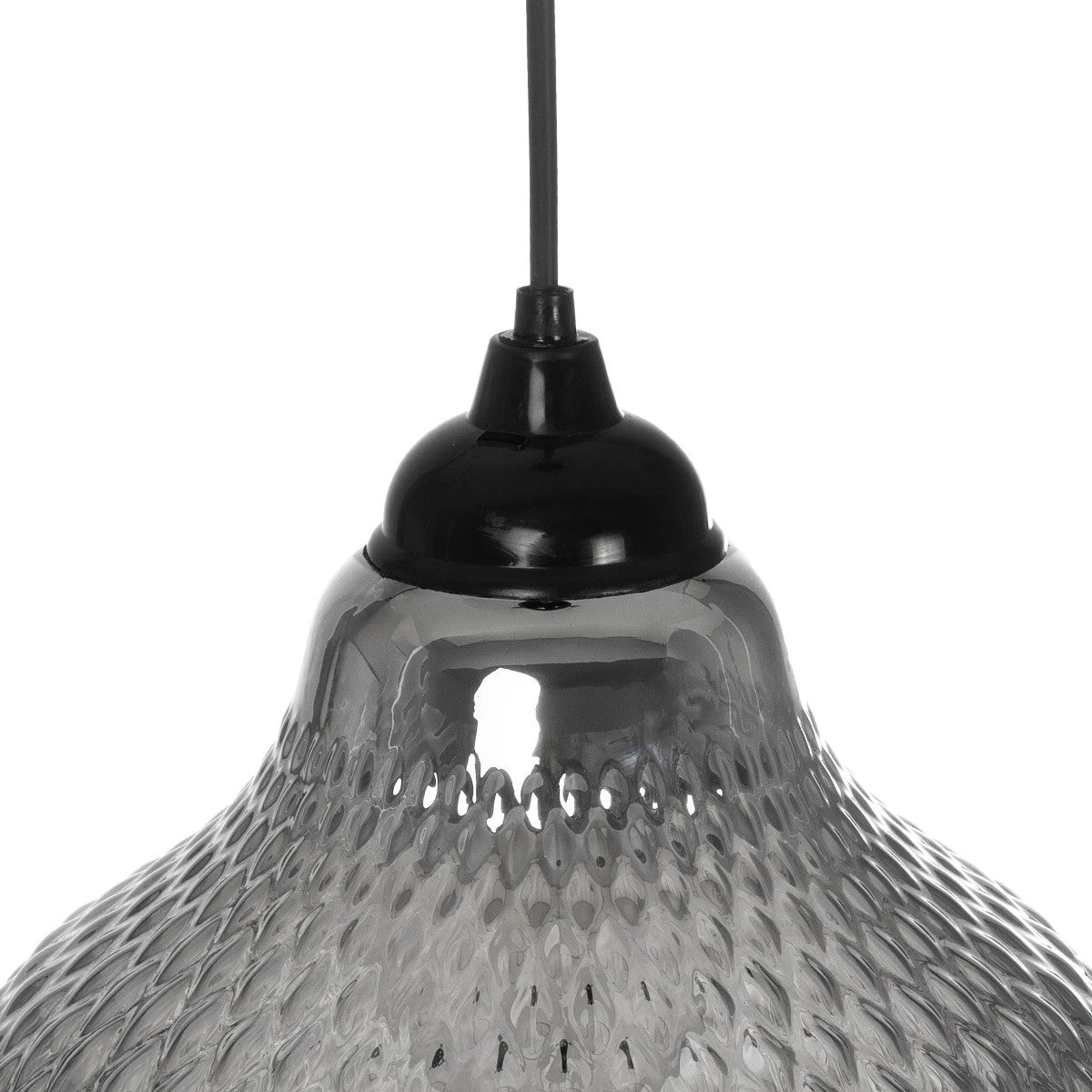 GLOBOSTAR® SKLO 206-0024 Μοντέρνο Κρεμαστό Φωτιστικό Οροφής με Ντουί 1 x E27 AC 220-240V IP20 - Μαύρο Φιμέ - Μ22 x Π22 x Υ31cm - ledmania.gr