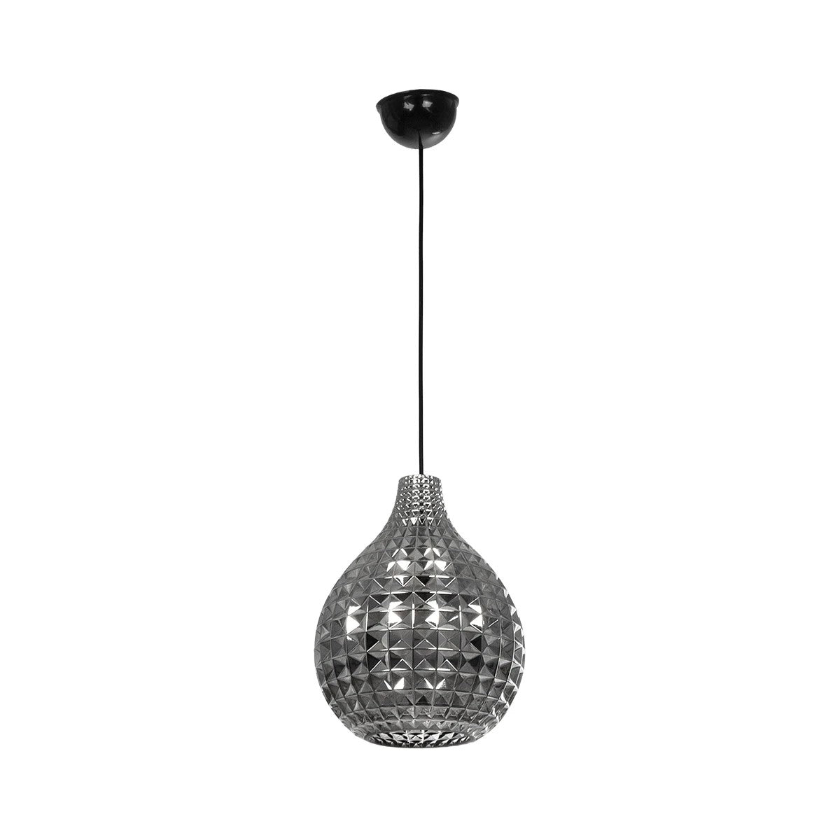 GLOBOSTAR® BASTIK 206-0026 Μοντέρνο Κρεμαστό Φωτιστικό Οροφής με Ντουί 1 x E27 AC 220-240V IP20 - Μαύρο Φιμέ - Μ22 x Π22 x Υ26cm - ledmania.gr