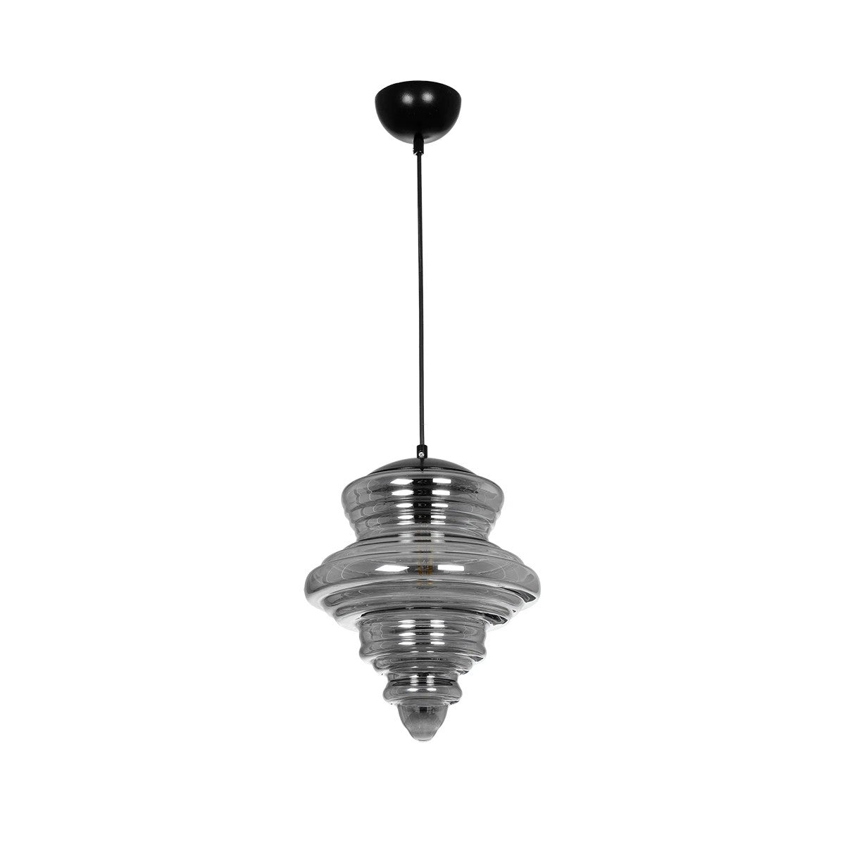 GLOBOSTAR® CORTE 206-0028 Μοντέρνο Κρεμαστό Φωτιστικό Οροφής με Ντουί 1 x E27 AC 220-240V IP20 - Μαύρο Φιμέ - Μ25 x Π25 x Υ30cm - ledmania.gr