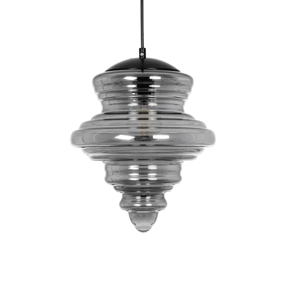 GLOBOSTAR® CORTE 206-0028 Μοντέρνο Κρεμαστό Φωτιστικό Οροφής με Ντουί 1 x E27 AC 220-240V IP20 - Μαύρο Φιμέ - Μ25 x Π25 x Υ30cm - ledmania.gr