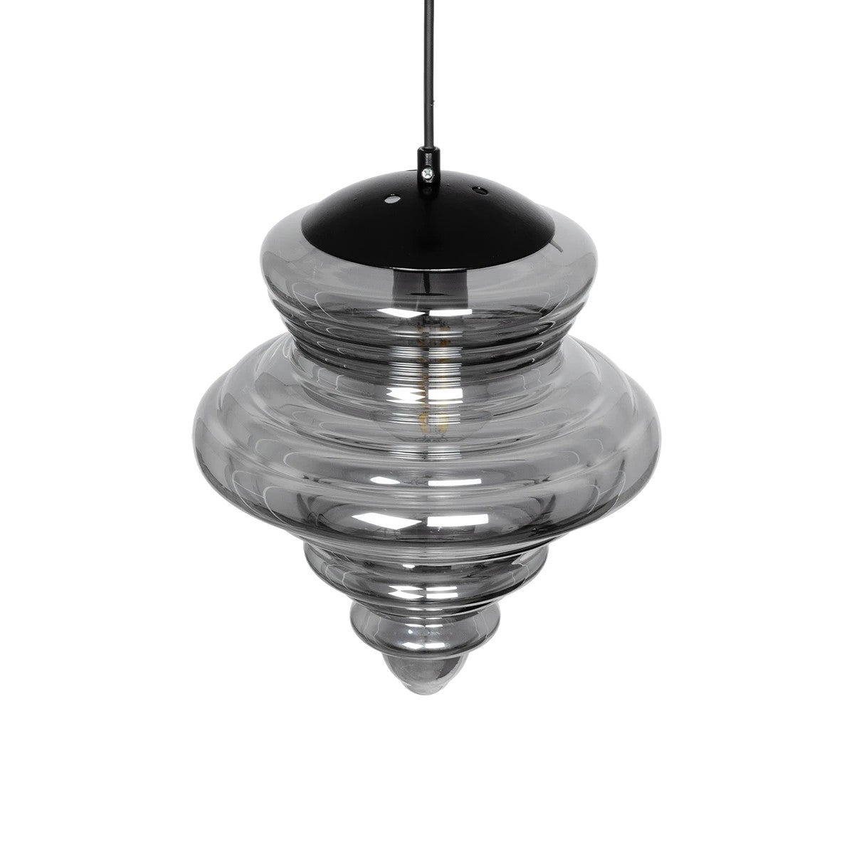 GLOBOSTAR® CORTE 206-0028 Μοντέρνο Κρεμαστό Φωτιστικό Οροφής με Ντουί 1 x E27 AC 220-240V IP20 - Μαύρο Φιμέ - Μ25 x Π25 x Υ30cm - ledmania.gr