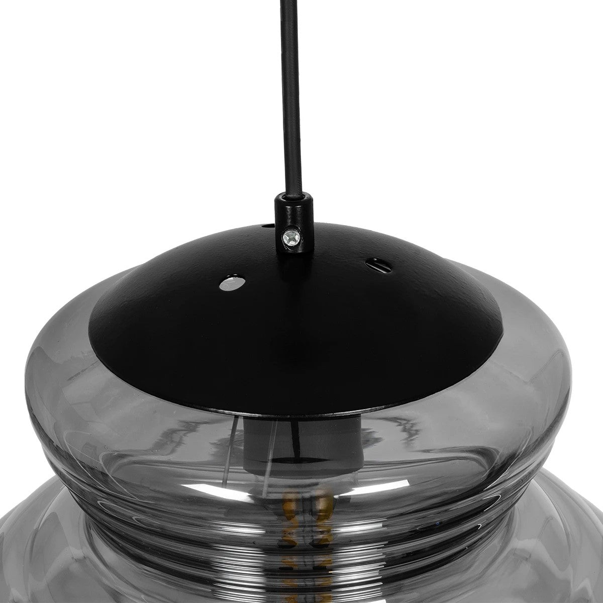 GLOBOSTAR® CORTE 206-0028 Μοντέρνο Κρεμαστό Φωτιστικό Οροφής με Ντουί 1 x E27 AC 220-240V IP20 - Μαύρο Φιμέ - Μ25 x Π25 x Υ30cm - ledmania.gr