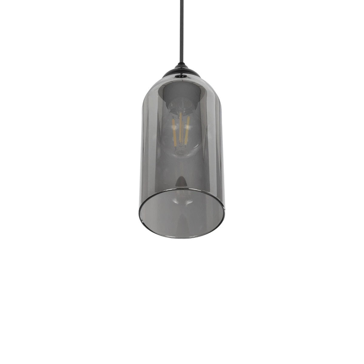 GLOBOSTAR® TUBE 206-0030 Μοντέρνο Κρεμαστό Φωτιστικό Οροφής με Ντουί 1 x E27 AC 220-240V IP20 - Μαύρο Φιμέ - Μ10 x Π10 x Υ24cm - ledmania.gr