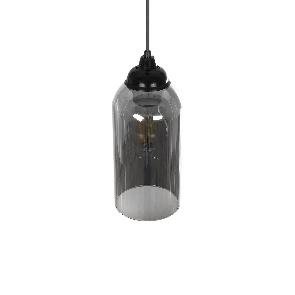 GLOBOSTAR® TUBE 206-0030 Μοντέρνο Κρεμαστό Φωτιστικό Οροφής με Ντουί 1 x E27 AC 220-240V IP20 - Μαύρο Φιμέ - Μ10 x Π10 x Υ24cm - ledmania.gr