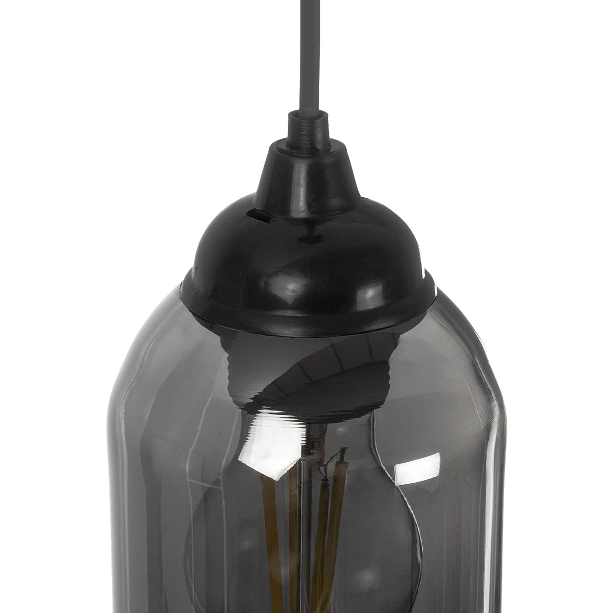 GLOBOSTAR® TUBE 206-0030 Μοντέρνο Κρεμαστό Φωτιστικό Οροφής με Ντουί 1 x E27 AC 220-240V IP20 - Μαύρο Φιμέ - Μ10 x Π10 x Υ24cm - ledmania.gr
