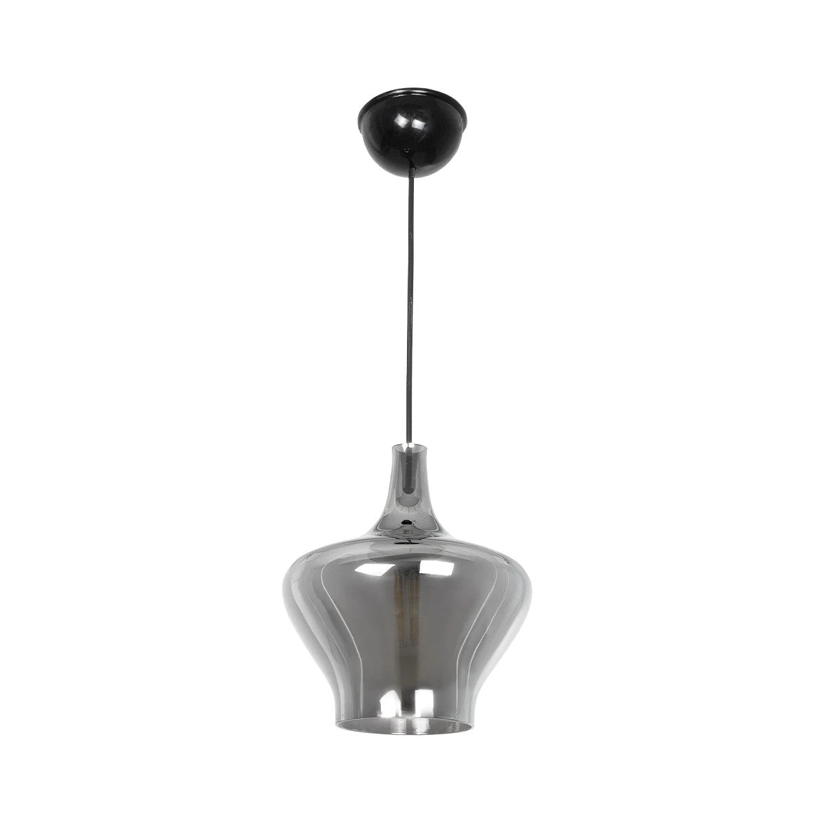 GLOBOSTAR® OVOCE 206-0032 Μοντέρνο Κρεμαστό Φωτιστικό Οροφής με Ντουί 1 x E27 AC 220-240V IP20 - Μαύρο Φιμέ - Μ20 x Π20 x Υ22cm - ledmania.gr