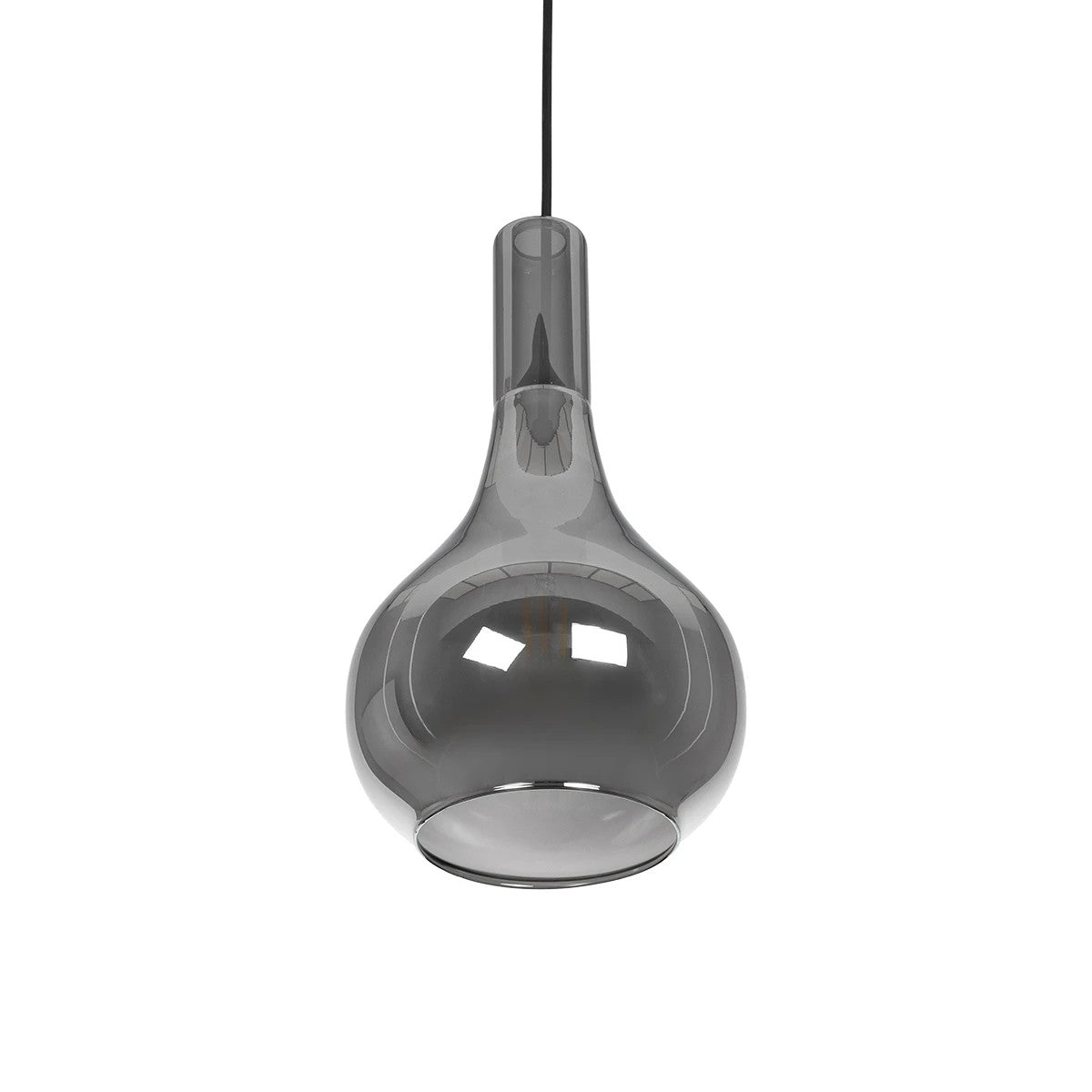 GLOBOSTAR® ΤΟΝΕ 206-0034 Μοντέρνο Κρεμαστό Φωτιστικό Οροφής με Ντουί 1 x E27 AC 220-240V IP20 - Μαύρο Φιμέ - Μ20 x Π20 x Υ36cm - ledmania.gr