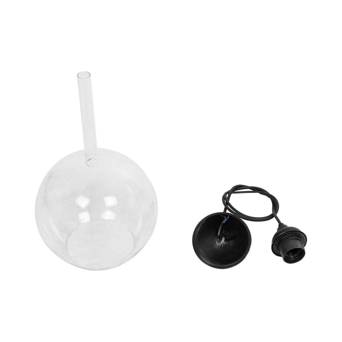 GLOBOSTAR® MPRALA 206-0038 Μοντέρνο Κρεμαστό Φωτιστικό Οροφής με Ντουί 1 x E27 AC 220-240V IP20 - Διάφανο - Μ20 x Π20 x Υ18cm - ledmania.gr