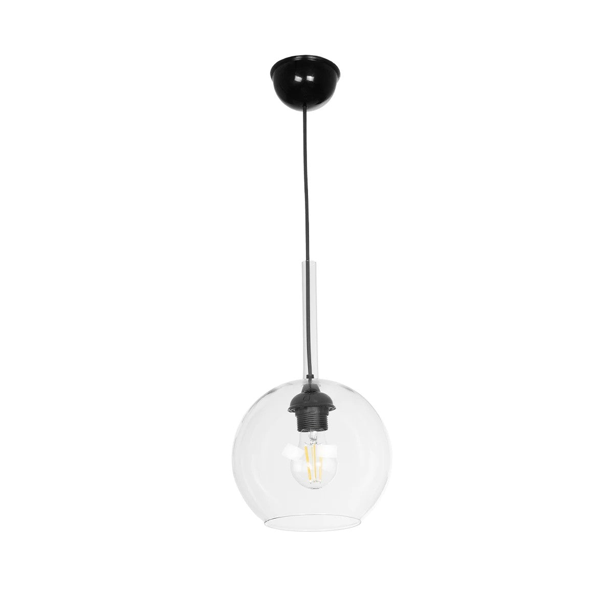 GLOBOSTAR® MPRALA 206-0038 Μοντέρνο Κρεμαστό Φωτιστικό Οροφής με Ντουί 1 x E27 AC 220-240V IP20 - Διάφανο - Μ20 x Π20 x Υ18cm - ledmania.gr