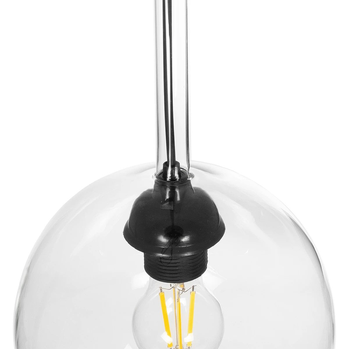GLOBOSTAR® MPRALA 206-0038 Μοντέρνο Κρεμαστό Φωτιστικό Οροφής με Ντουί 1 x E27 AC 220-240V IP20 - Διάφανο - Μ20 x Π20 x Υ18cm - ledmania.gr