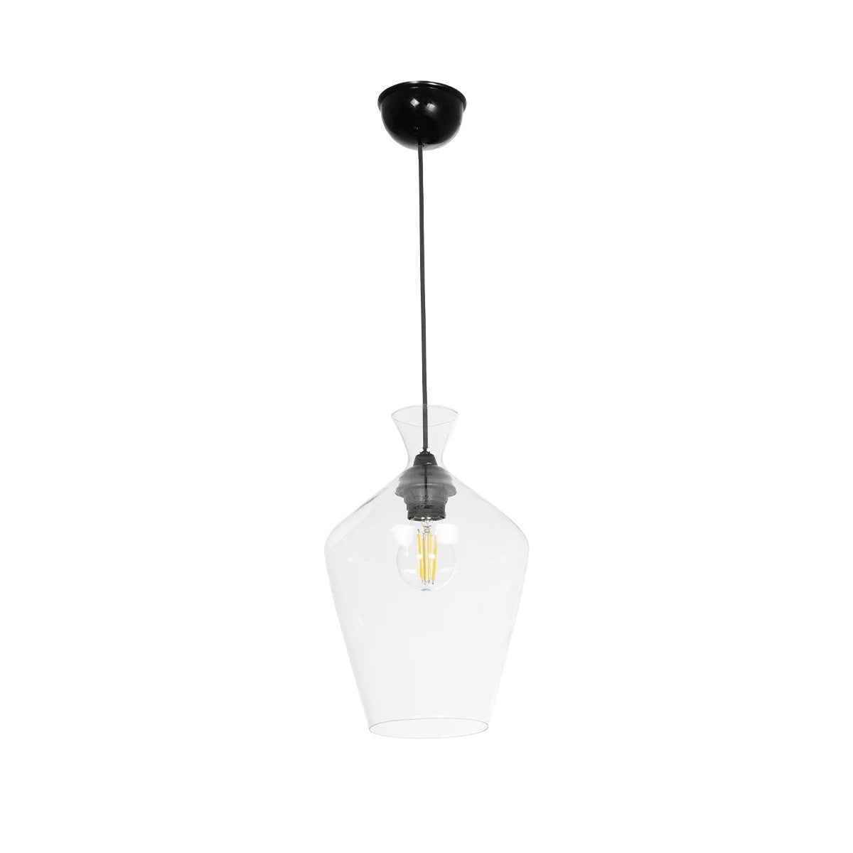 GLOBOSTAR® BOHEMIA 206-0040 Μοντέρνο Κρεμαστό Φωτιστικό Οροφής με Ντουί 1 x E27 AC 220-240V IP20 - Διάφανο - Μ20 x Π20 x Υ32cm - ledmania.gr