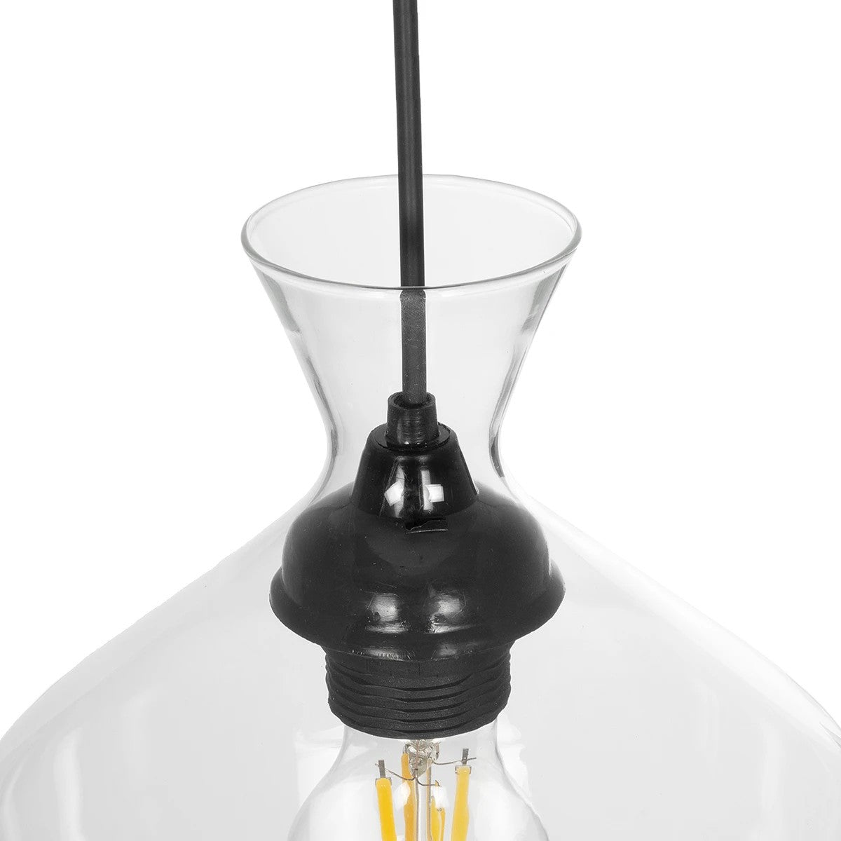 GLOBOSTAR® BOHEMIA 206-0040 Μοντέρνο Κρεμαστό Φωτιστικό Οροφής με Ντουί 1 x E27 AC 220-240V IP20 - Διάφανο - Μ20 x Π20 x Υ32cm - ledmania.gr